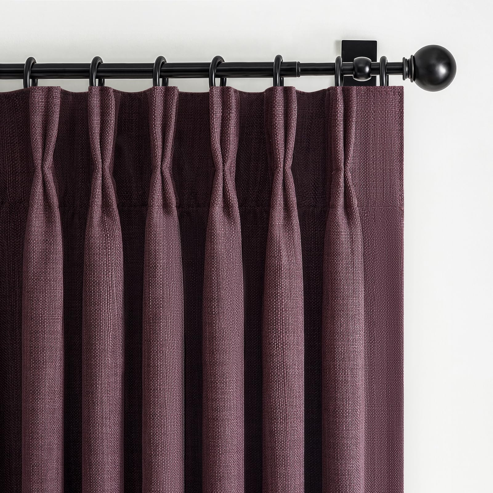 Dark Purple Blackout Pinch Pleated 84 Inch Bedroom Curtains 2 Panels Set, Memory Trained Thermal Noise Cancelling Double Layer Natural Linen Viral Windows Drapes for Living Room Light Blocking 7 FT — image 1