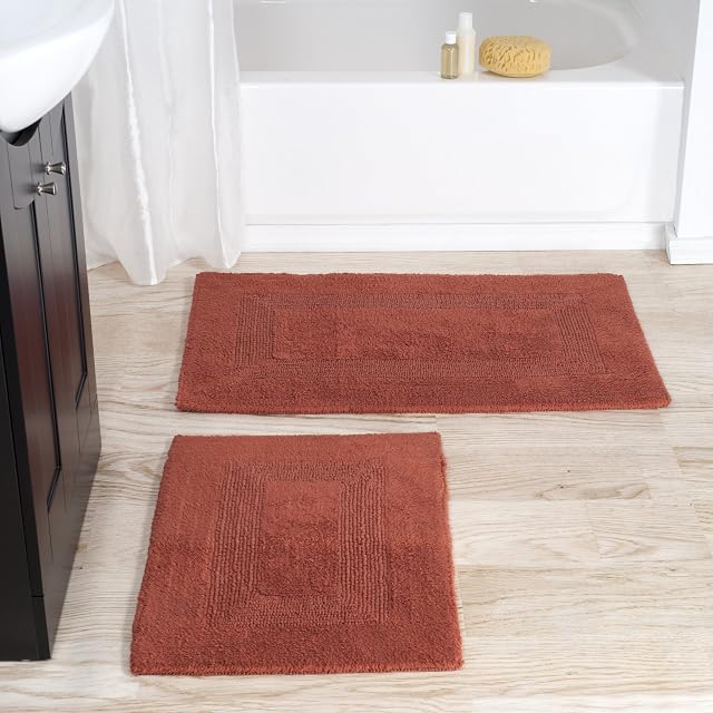 Bathroom Rugs - 2 - Piece Cotton Bathroom Mat Set - Machine Washable Bath Mats for Washroom Kitchen
