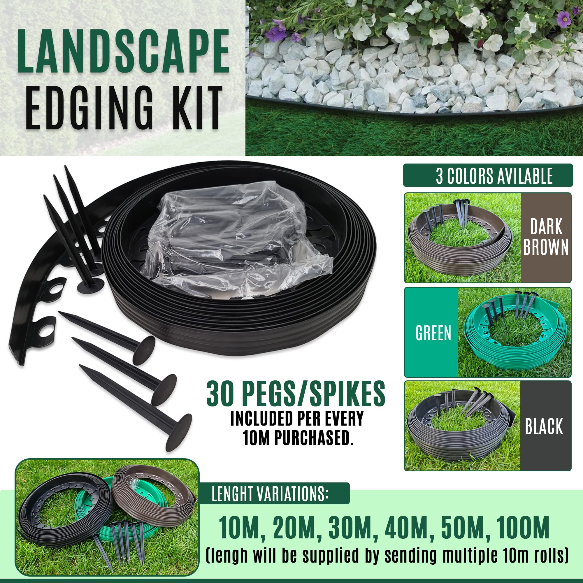 Bordure Da Giardino In Plastica Flessibile Per Aiuole E Prato – Rotolo Da 10 A 100 M, Altezze 4/6 Cm – Resistente E Facile Da Installare - 3