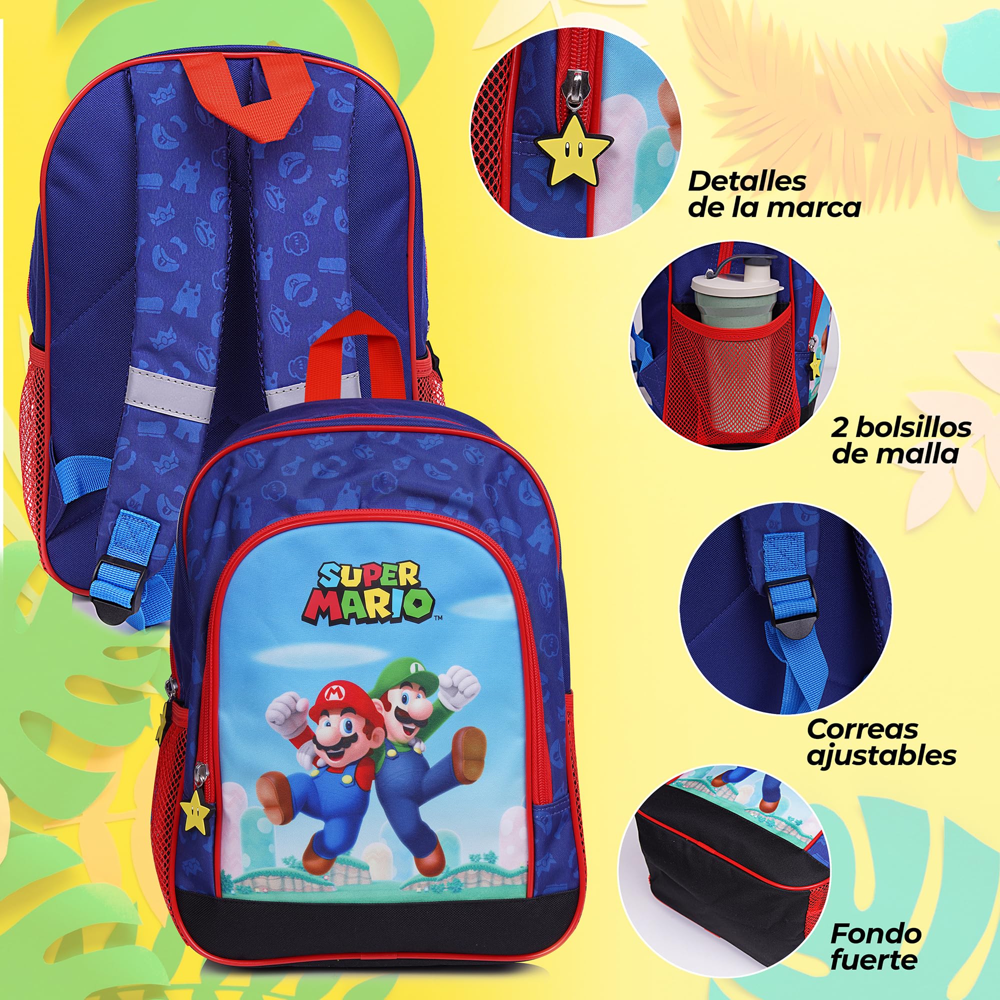 Super Mario Bros. - Mochila Mario - Mochila Escolar para Niño y Niña - Mochilas - Idea de Regalo