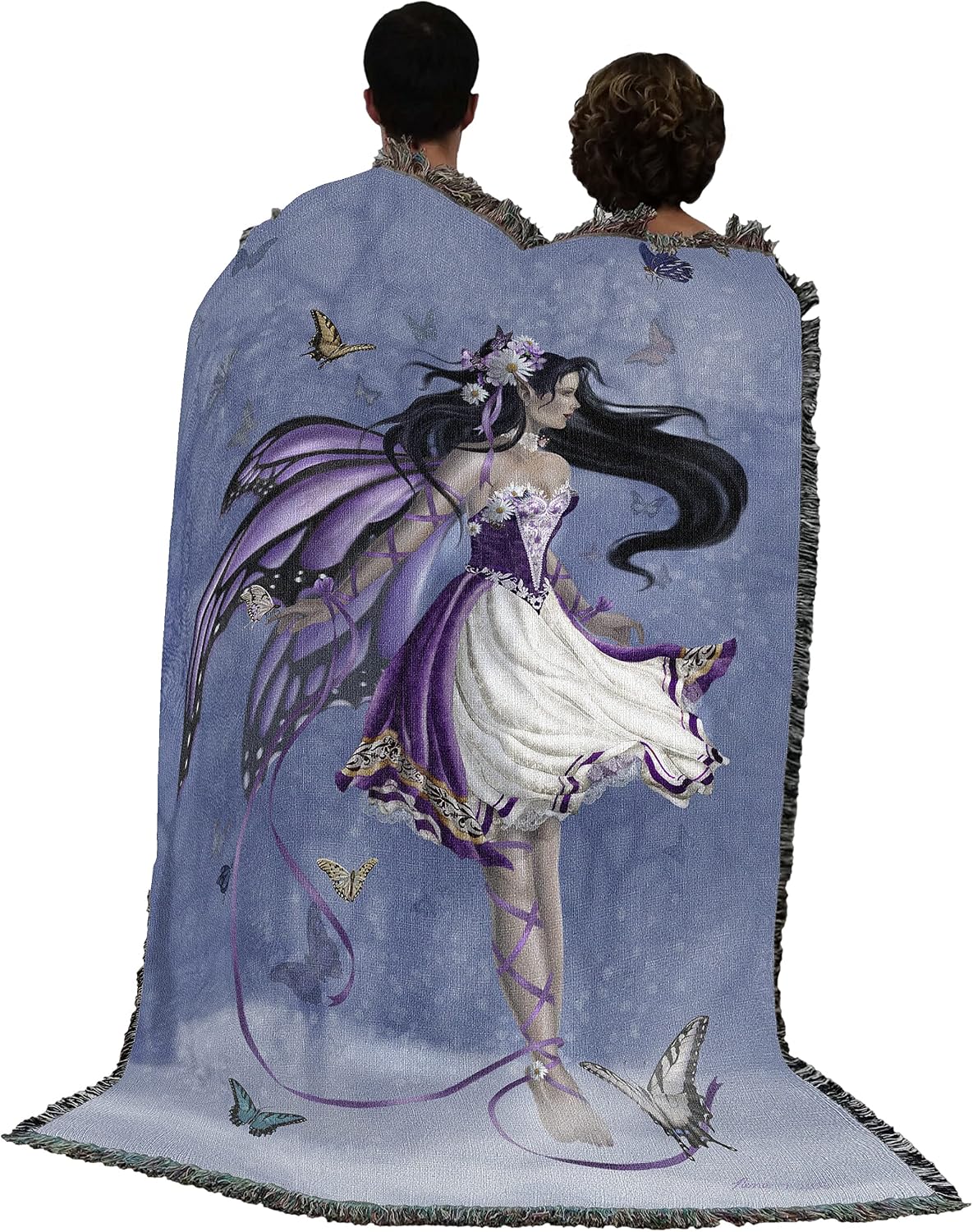 Pure Country Weavers Violet Melody Fairy Blanket by Nene Thomas - Gift Fantasy Tapestry Throw Woven from Cotton - Made in the USA (72x54)