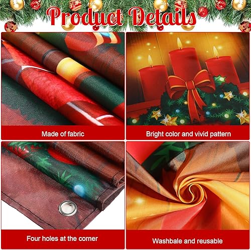 Miniatura 3 de Tiamon Cubierta de puerta de Navidad para chimenea, telón de fondo, estampado de árbol de Navidad, decoración colgante de cascanueces de Navidad,