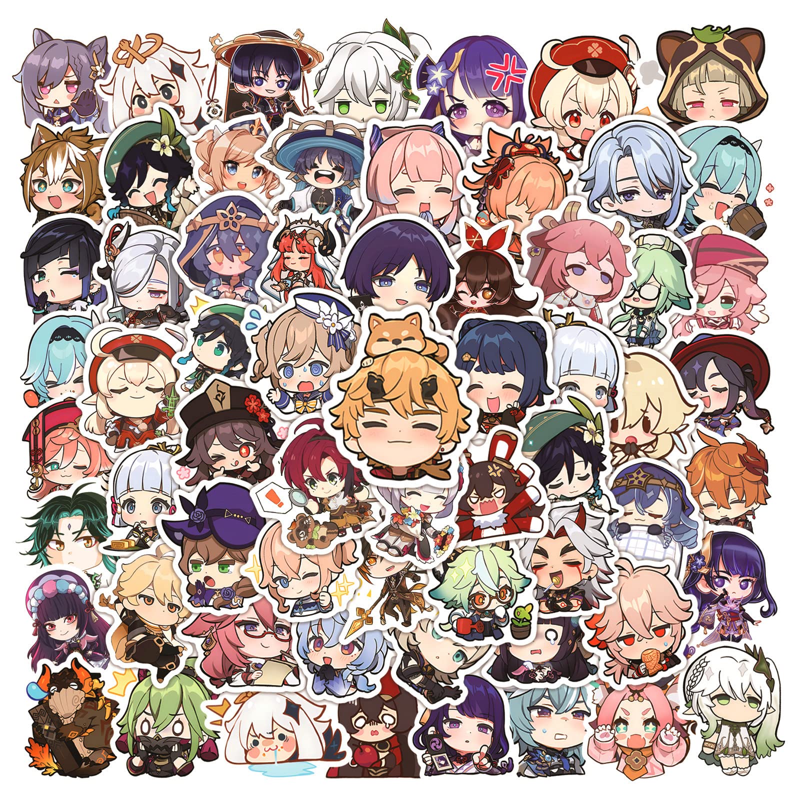 Genshin Impact Sticker Pack 100pcs, Vinyl Anime Sticker Decals for Water Bottles Laptop Skateboard Notebook, Gift for Adults Kids Teens