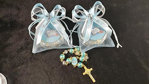Miniatura 3 de Party Supplies Mi Bautizo Organzas Azules, recuerdos para Bautizo de Niño. Elegante Misterio