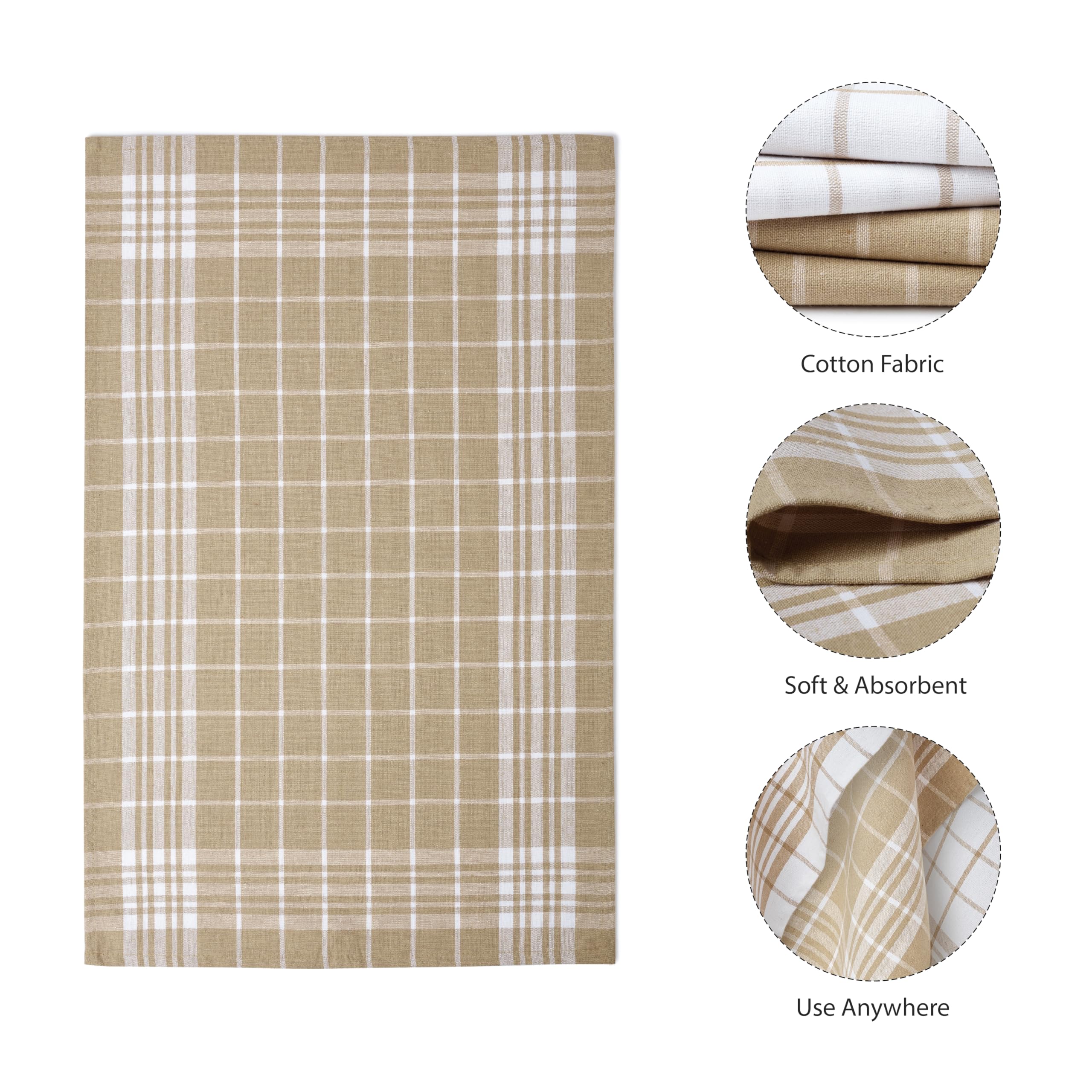 Encasa XO Kitchen Towels and Dish Cloths Sets, Beige Non-terry, 70x45 cm (Set of 4) - Image 4