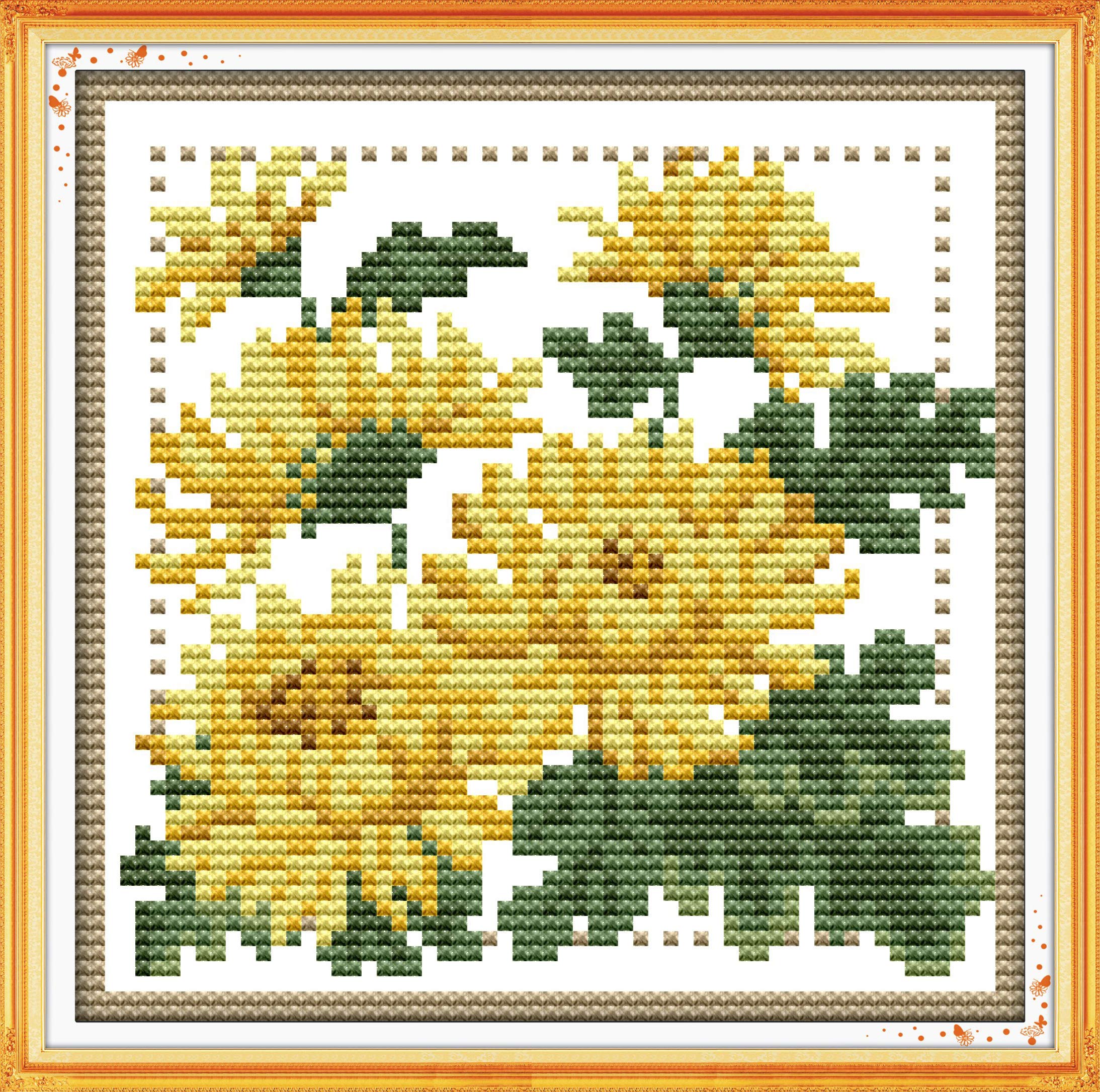 Own4b November Cross Stitch Kits Stamped, Twelve Months Flower- Printed Pattern 11Ct 8.3X8.3 Inch Diy Embroidery Kit