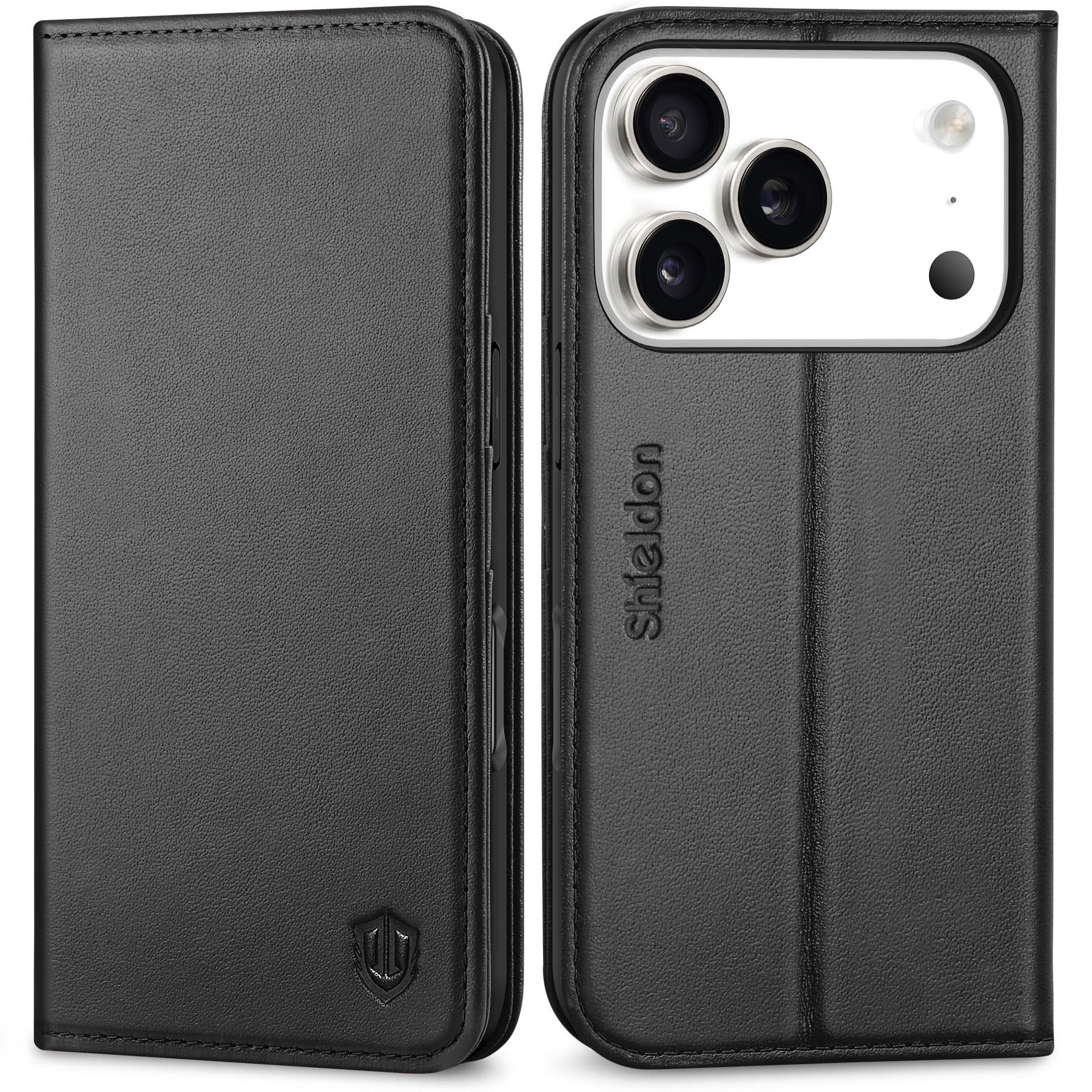 Coque Cuir Véritable iPhone 17 Pro Shieldon avec Fonction Support pour Vidéos - 7