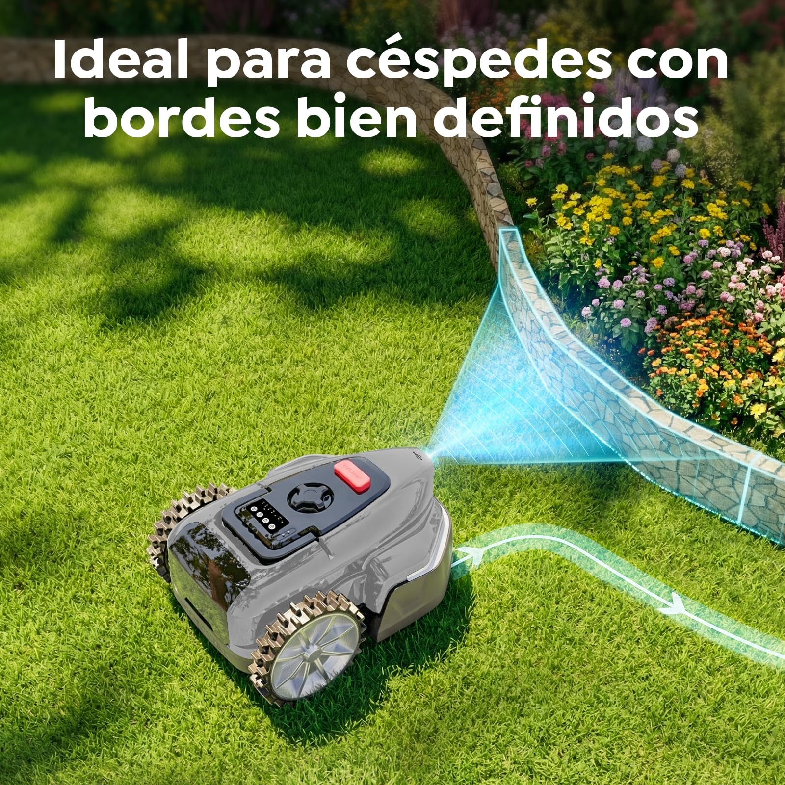 YARDCARE V3 Robot Cortacésped sin Cable Perimetral | Navegación Visual, Detección de 150+ Obstáculos, Control por App, 50 dB, Bandas Magnéticas