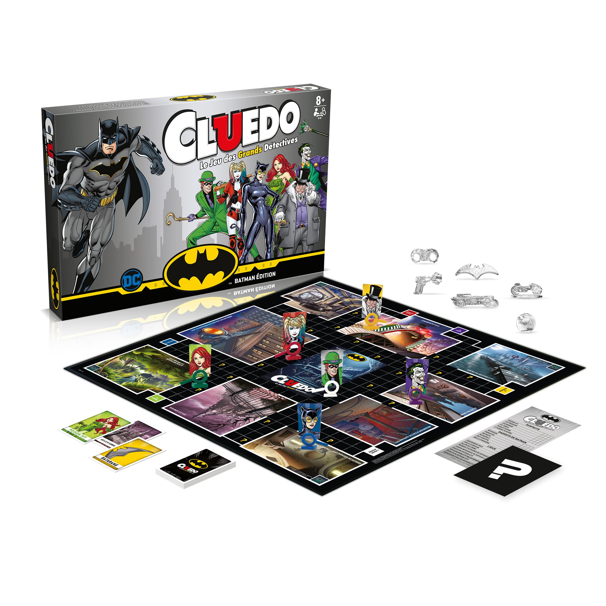 Winning Moves Cluedo Batman – Gesellschaftsspiel für die Familie für 2 bis 6 Spieler – Brettspiel ab 8 Jahren – Logikspiele – französischer Cluedo
