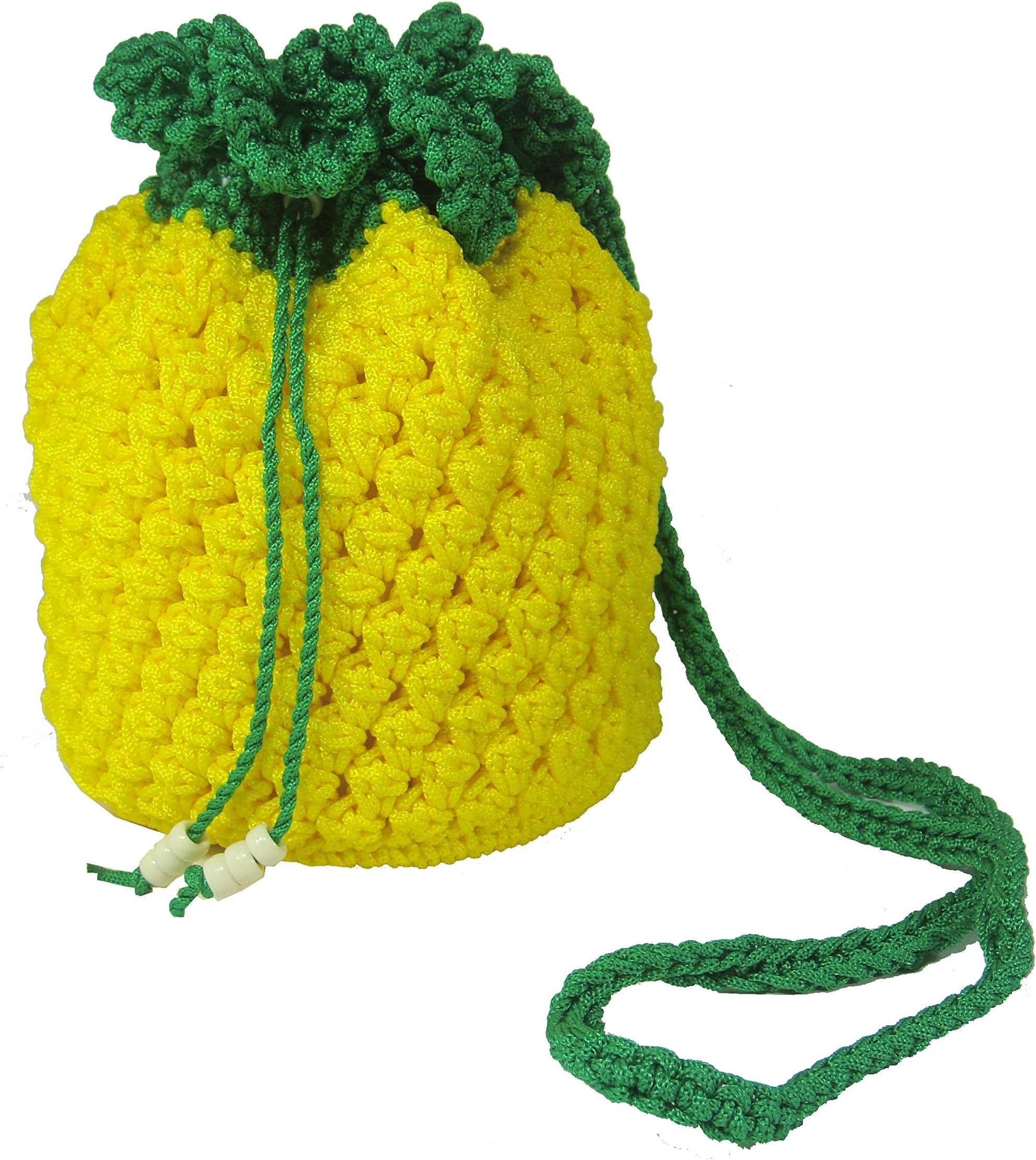 Naree Cute Crochet Bag Pineapple Pattern [Knit Out] - Yellow Red Pink Beige (Glow-Yellow)
