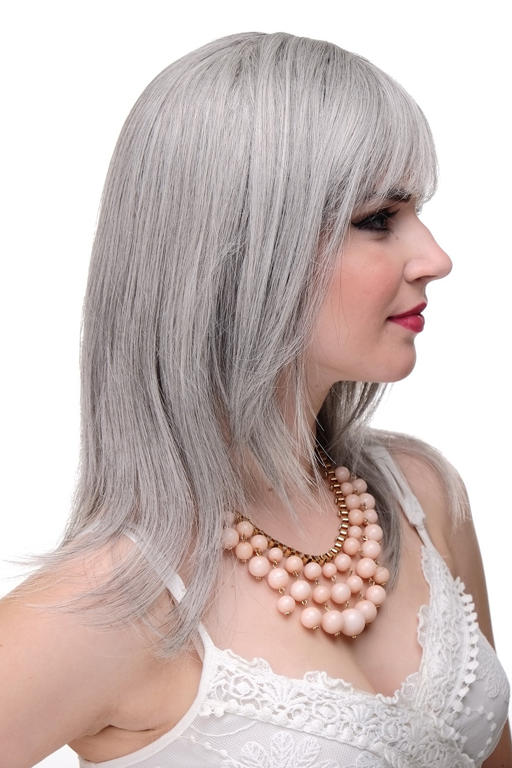 WIG ME UP 3003-51 Lady Quality Wig long medium length naugthy long bangs (can part to side) straight layered silvery grey approx 19,5inch - Image 3
