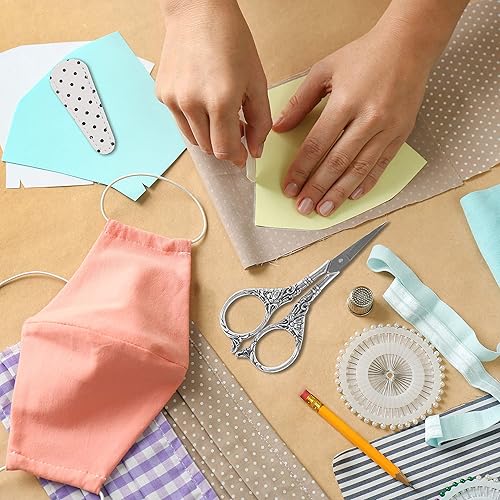 Miniatura 7 de Tijeras de bordado de costura plateada de 4.5 pulgadas con cubierta de tijeras de cuero, tijeras pequeñas y afiladas para bordar, manualidades,