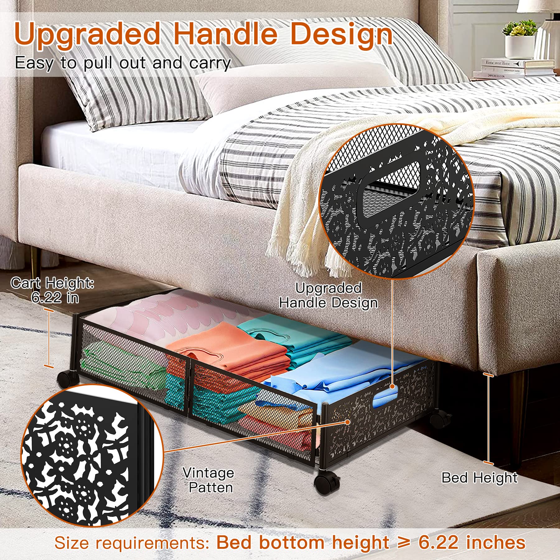6 Inch High Rack High Rollers Under Bed Storage With 6 Inches Rolling Metal Storage