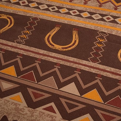 Miniatura 7 de Chezmoi Collection Sedona - Juego de edredón de microgamuza Southwestern Wild Horses de 7 piezas, extra ancho, tamaño King, color marrón