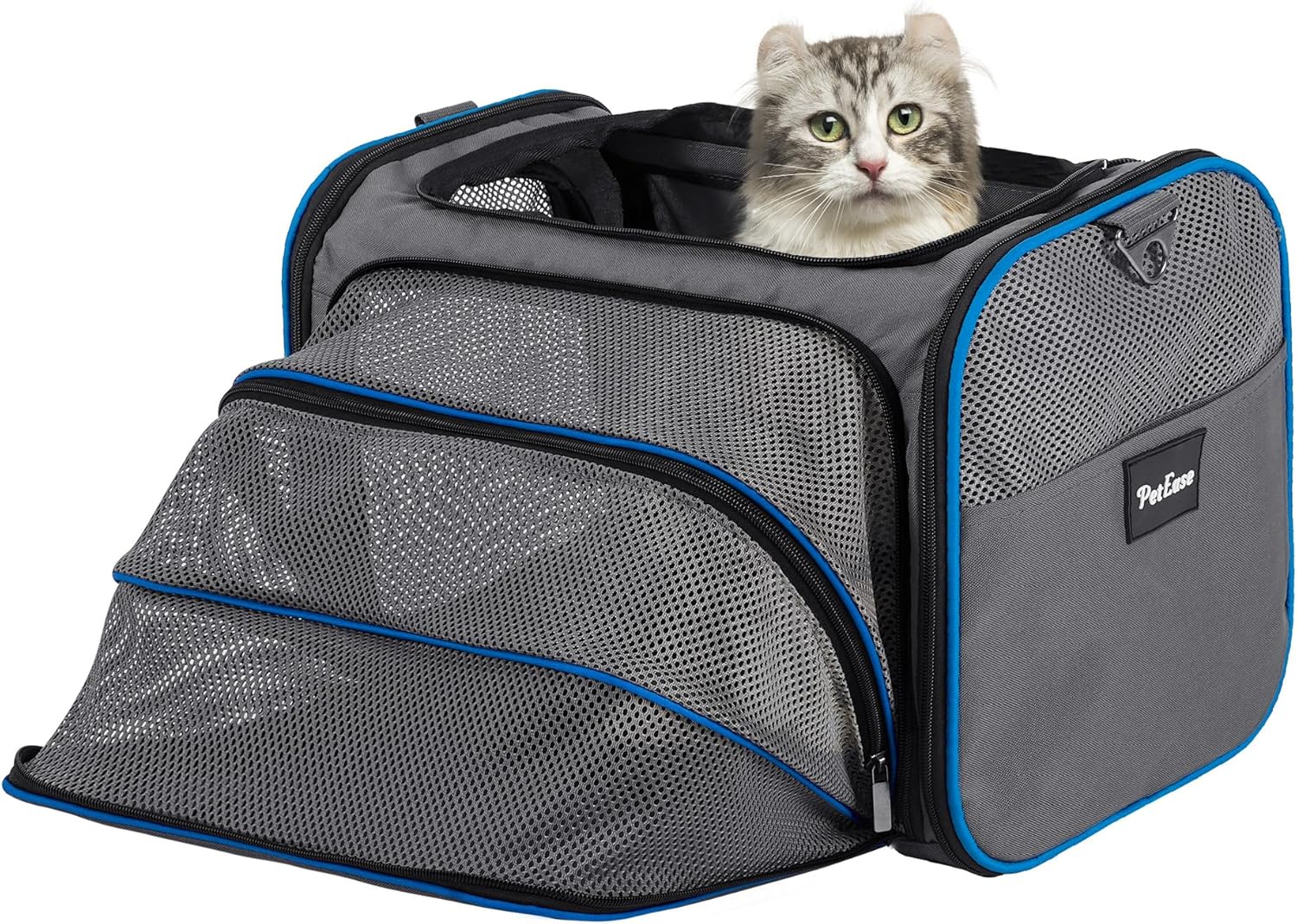Airline Approved Cat Carrier Dog Carrier,Soft Sided Collapsible Pet Travel Carrier,Travel Bag with Pad for Cats, Puppy and Small Dogs… (Grey)