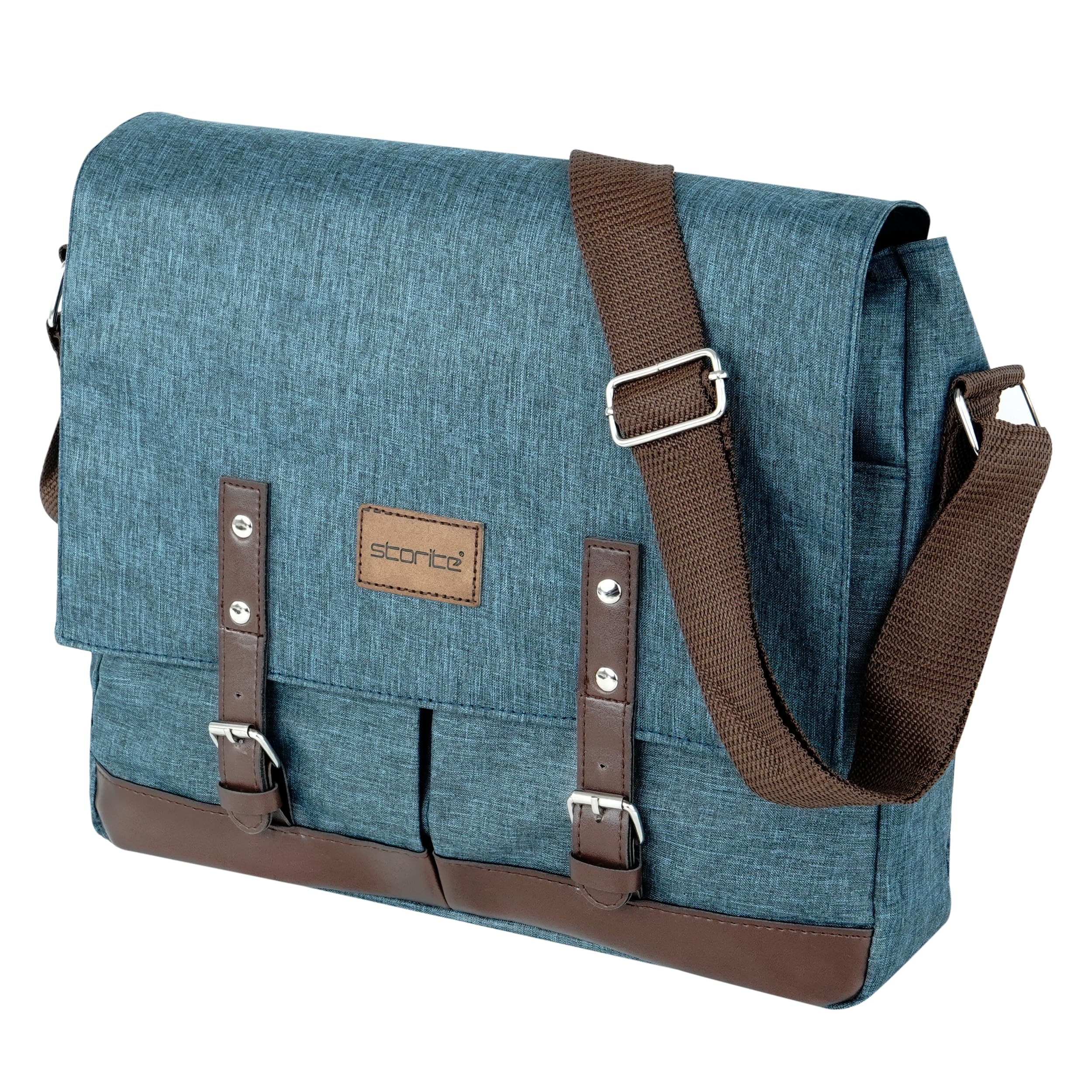 Laptop Messenger Bag for Men & Women – Water-Resistant Office Shoulder Bag with Multiple Pockets, Adjustable Strap & Leatherette Detailing (26 x 7.5 x 34 cm)-image-15