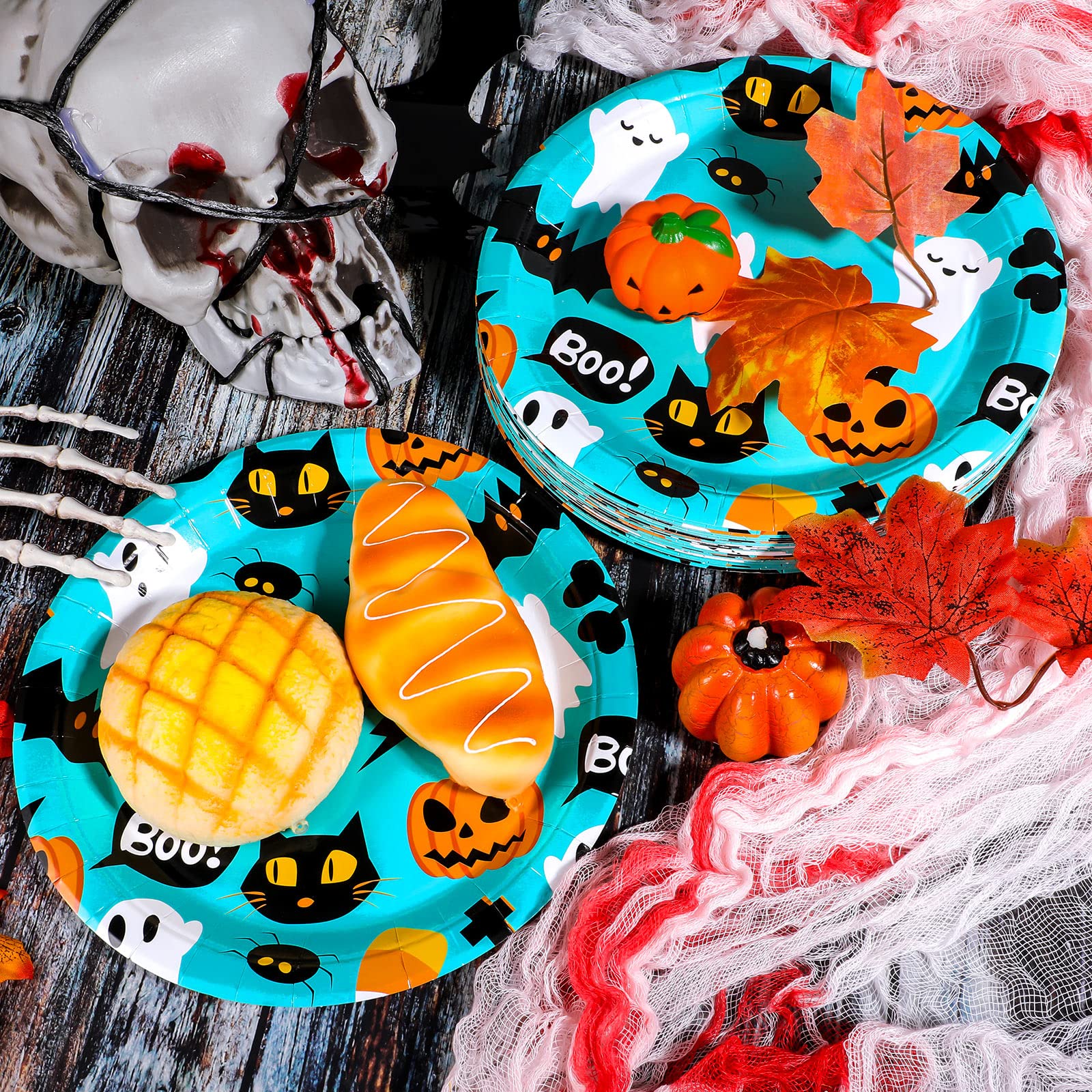 Amazon.co.jp: ハロウィンプレート 使い捨て食器セット ゴースト