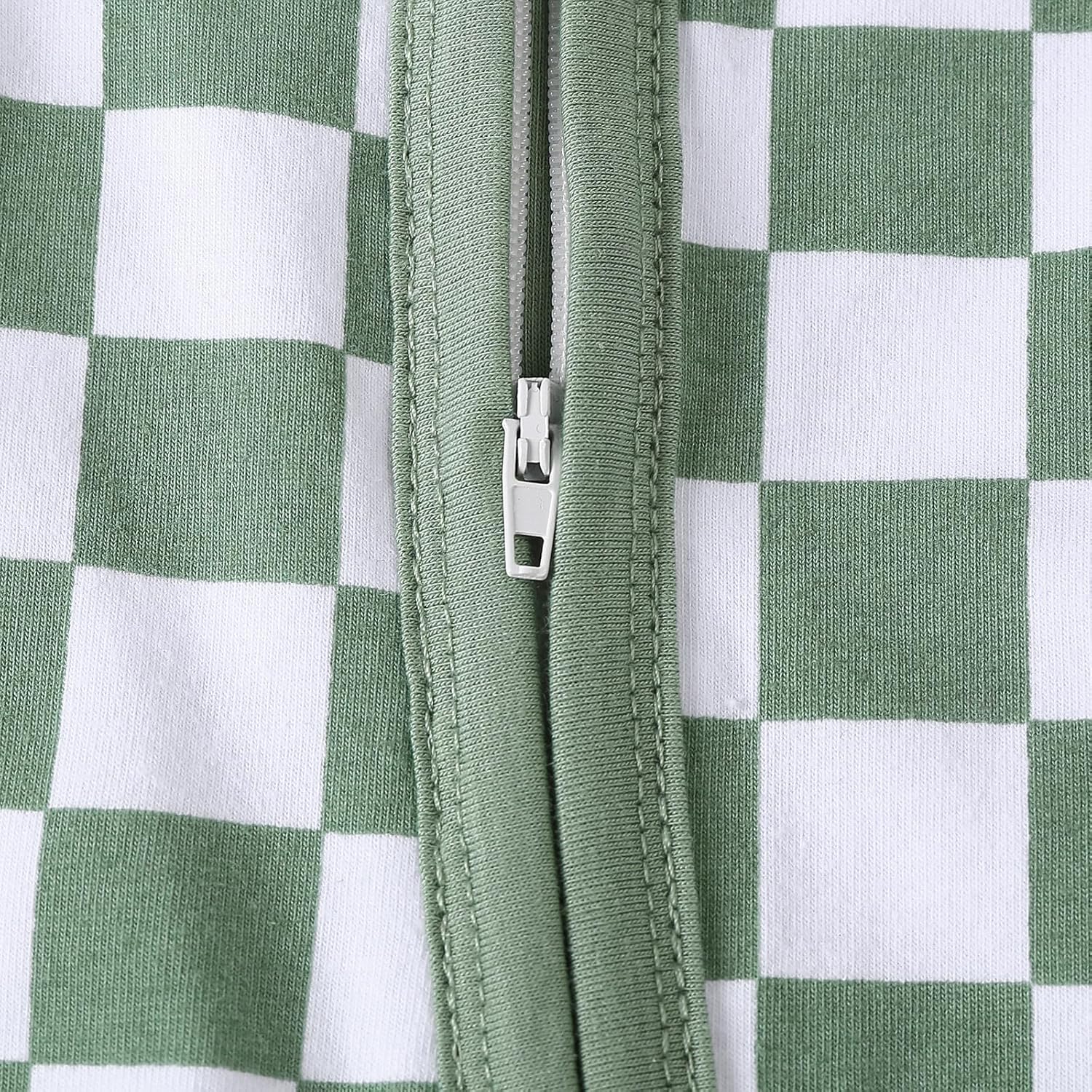 Karuedoo Newborn Baby Boy Girl Clothes Checkered Long Sleeve Zipper Romper Jumpsuit One Piece Bodysuit Fall Winter Outfit - Image 5