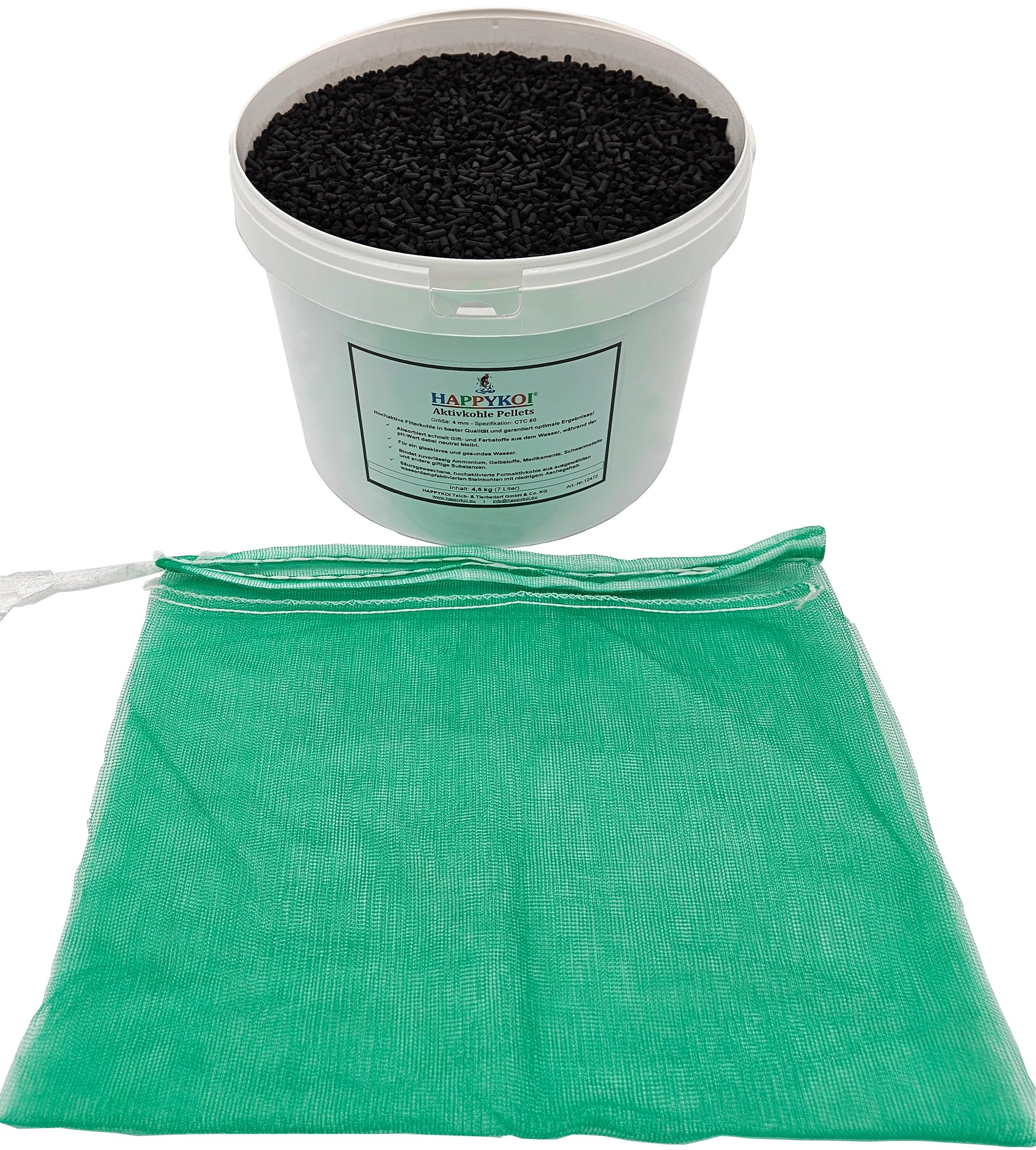 Granulés de charbon actif 4 mm 4,5 kg (7 litres) avec sac filtrant vert