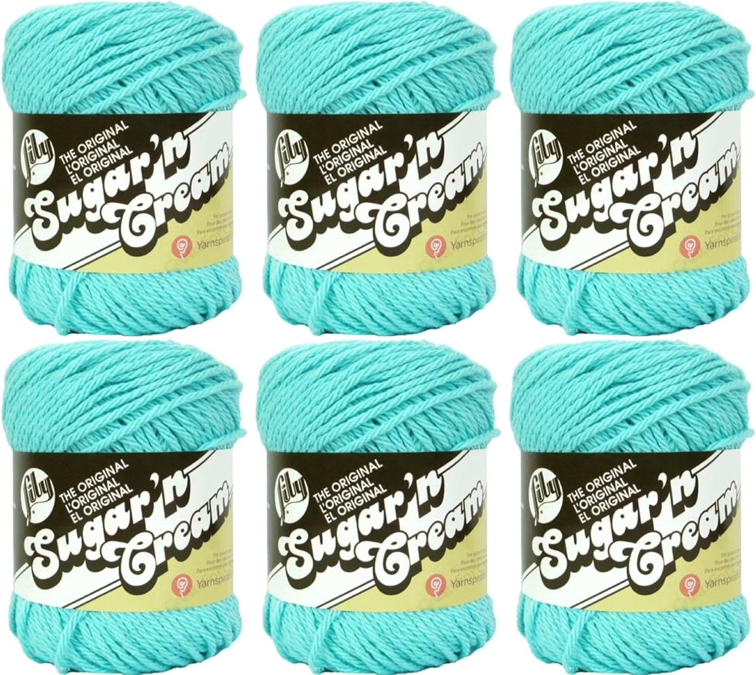 Bulk Buy: Lily Sugar'n Cream Yarn 100% Cotton Solids and Ombres (6-Pack) Medium #4 Worsted Plus 5 Lily Patterns (Seabreeze 01201)