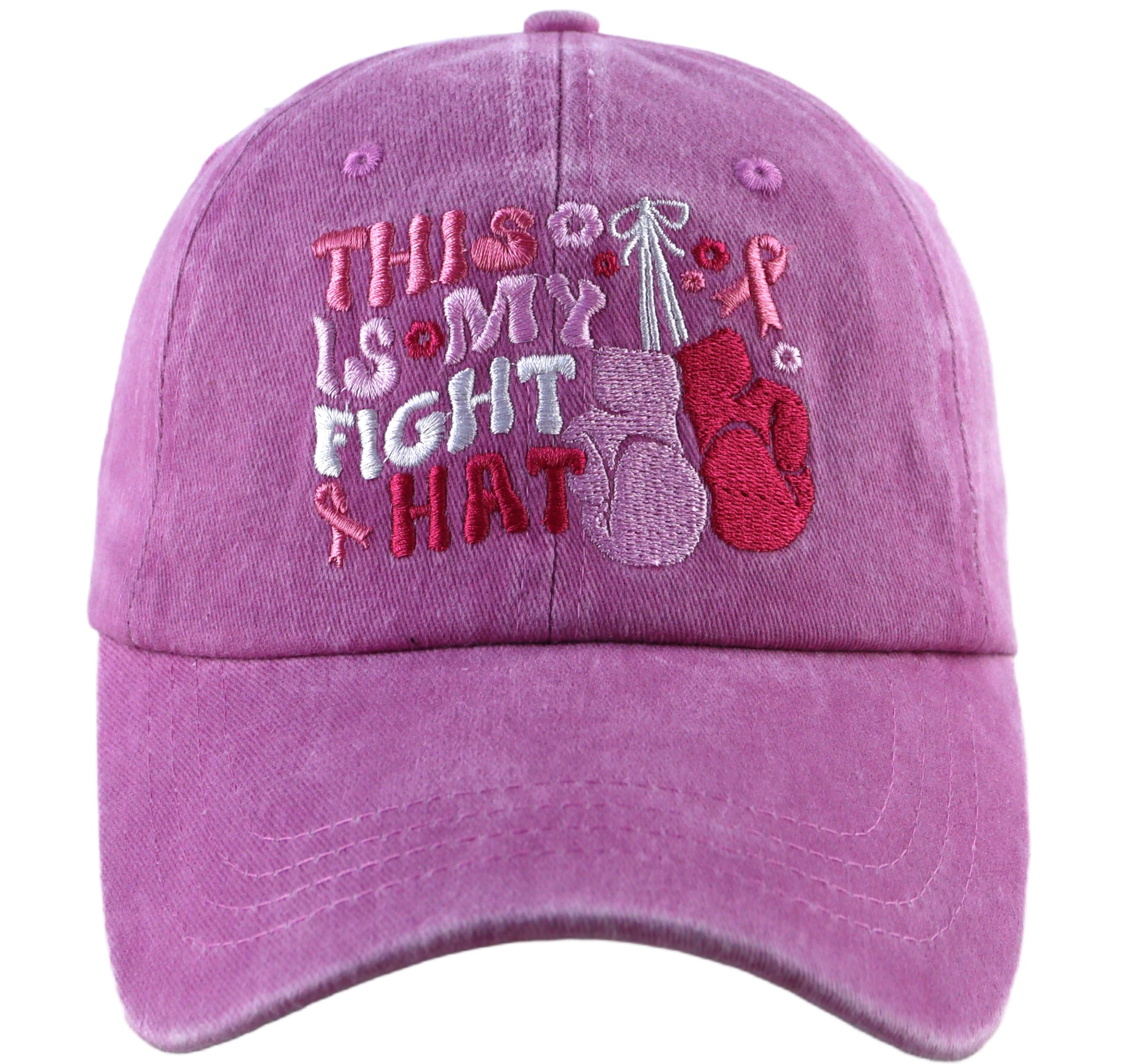 Breast Cancer Awareness Hats for Women Men, Embroidered Adjustable Cotton Pink Ribbon Believe Fight Faith Strength Courage Baseball Cap