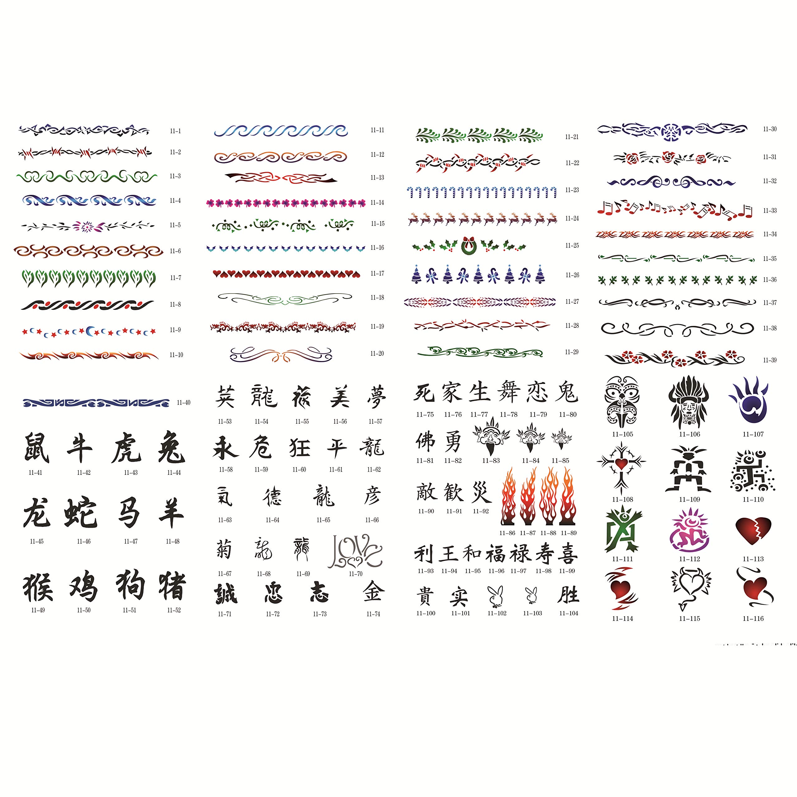 Buyter Reuseable Unique Stencil Designs Airbrush Tattoo Template Set Booklet (Book-11)