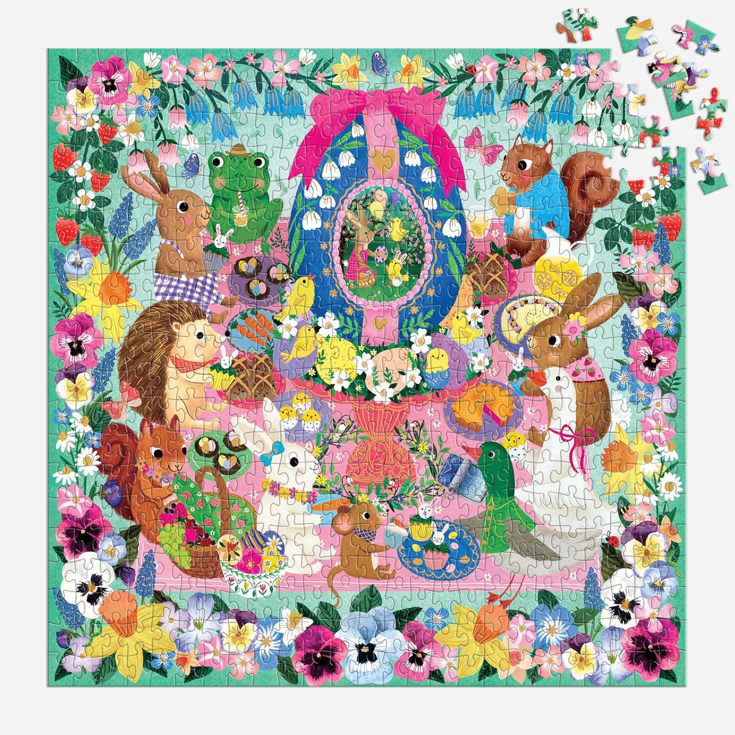 Mudpuppy Egg-Cellent Day – 500 Piece Family Foil Jigsaw Puzzle with Colorful and Fun Illustrations of Adorable Animals During Easter for Children Ages 8 and Up