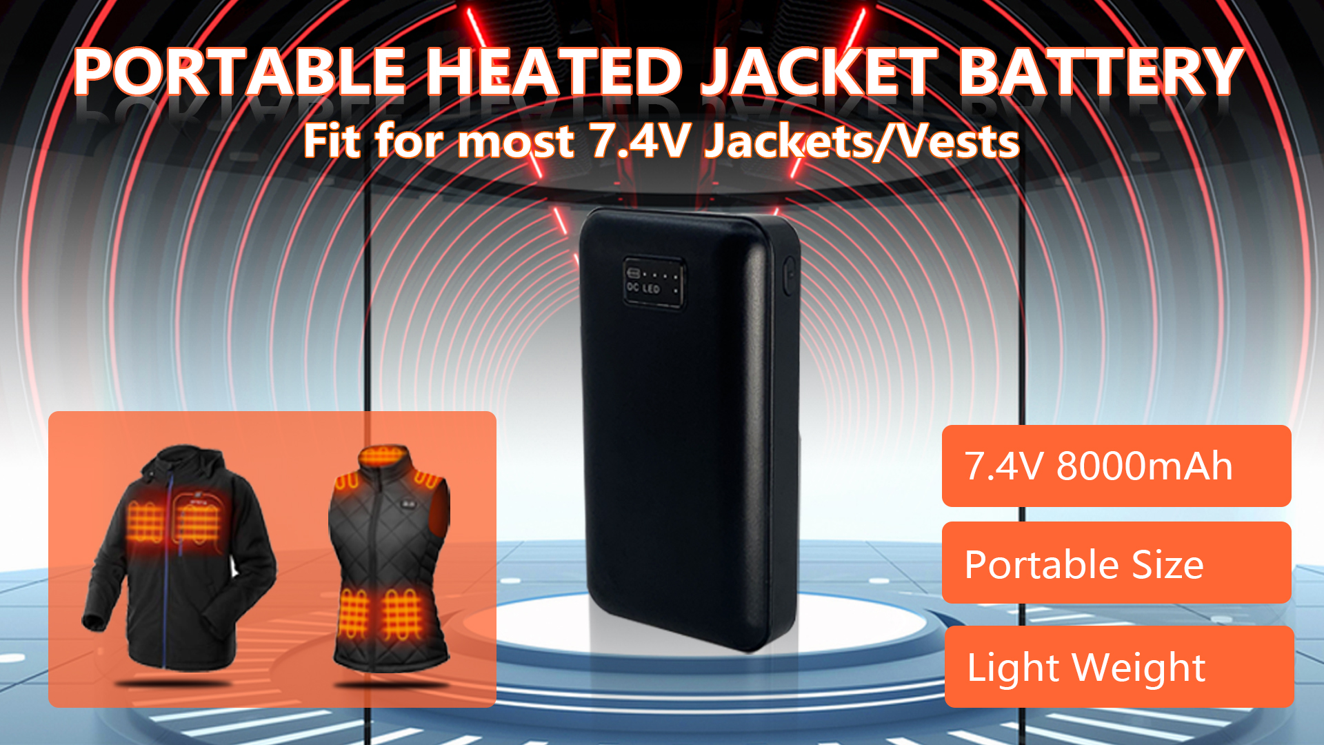 Amazon.com: Heated Vest Battery Pack 16000mAh 7.4V, Battery Pack