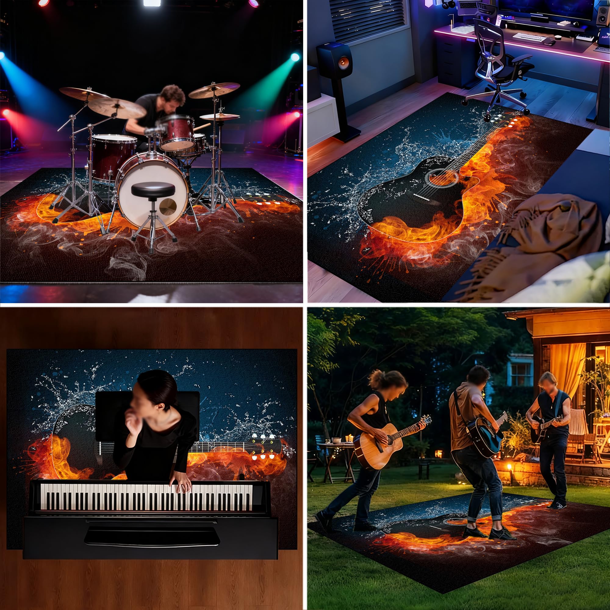 Elektroniczny dywan perkusyjny, do perkusji, jazzu, perkusji, zestaw do bębna basowego, werbla, instrumentów perkusyjnych, mata chroniąca przed hałasem, antypoślizgowy dywanik bębnowy, 180 x 160 cm
