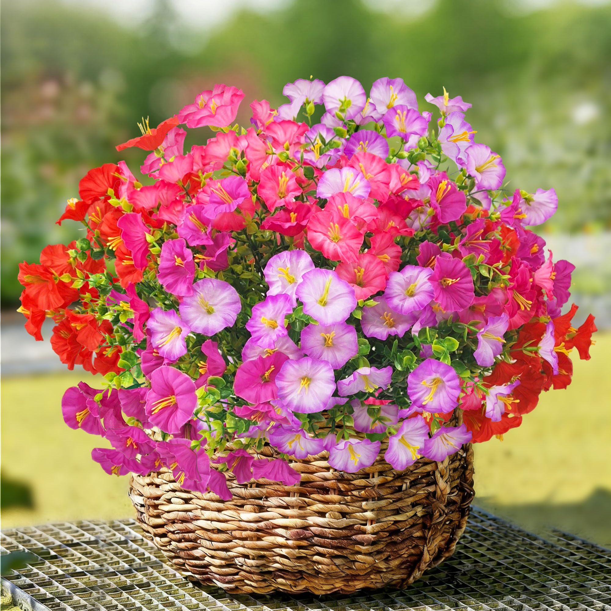 TINA Kunstblumen wie Echt, 8 Bündel Künstliche Blumen Balkonpflanzen Outdoor Wetterfest, Fake Blumenstrauß UV-beständig Frühlingsdeko Gefälschte Blumen Deko Frühling für Innen Draußen Balkon