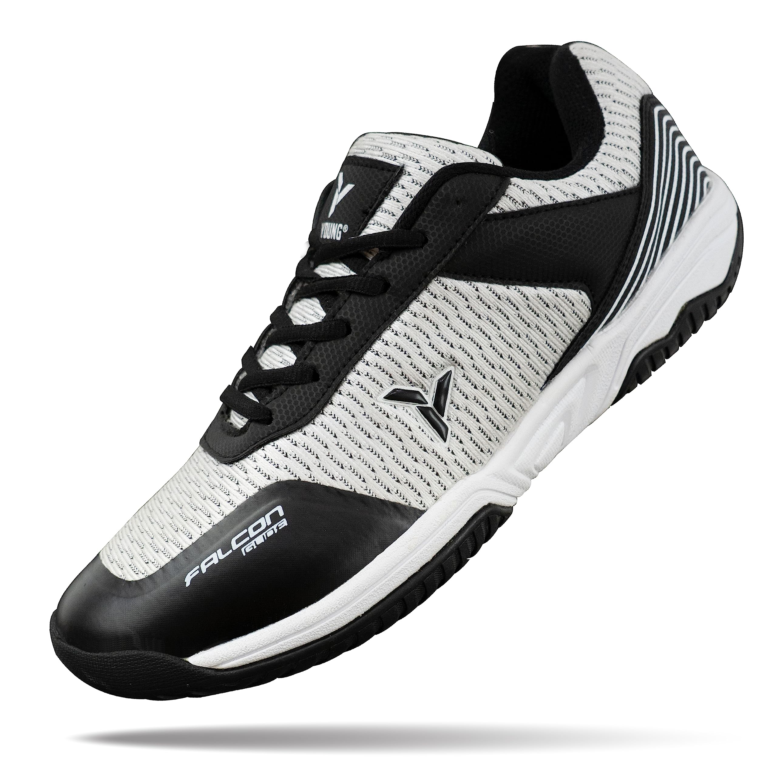 YOUNG Falcon Super Light Weight Non Marking Badminton Shoe | Ideal for Indoor Games (Badminton, Tennis, Volleyball, Squash) | Super Stable | Hi-Comfy Badminton Shoe White (Size UK6) (B0C89WVCK3) Amazon Price History, Amazon Price Tracker