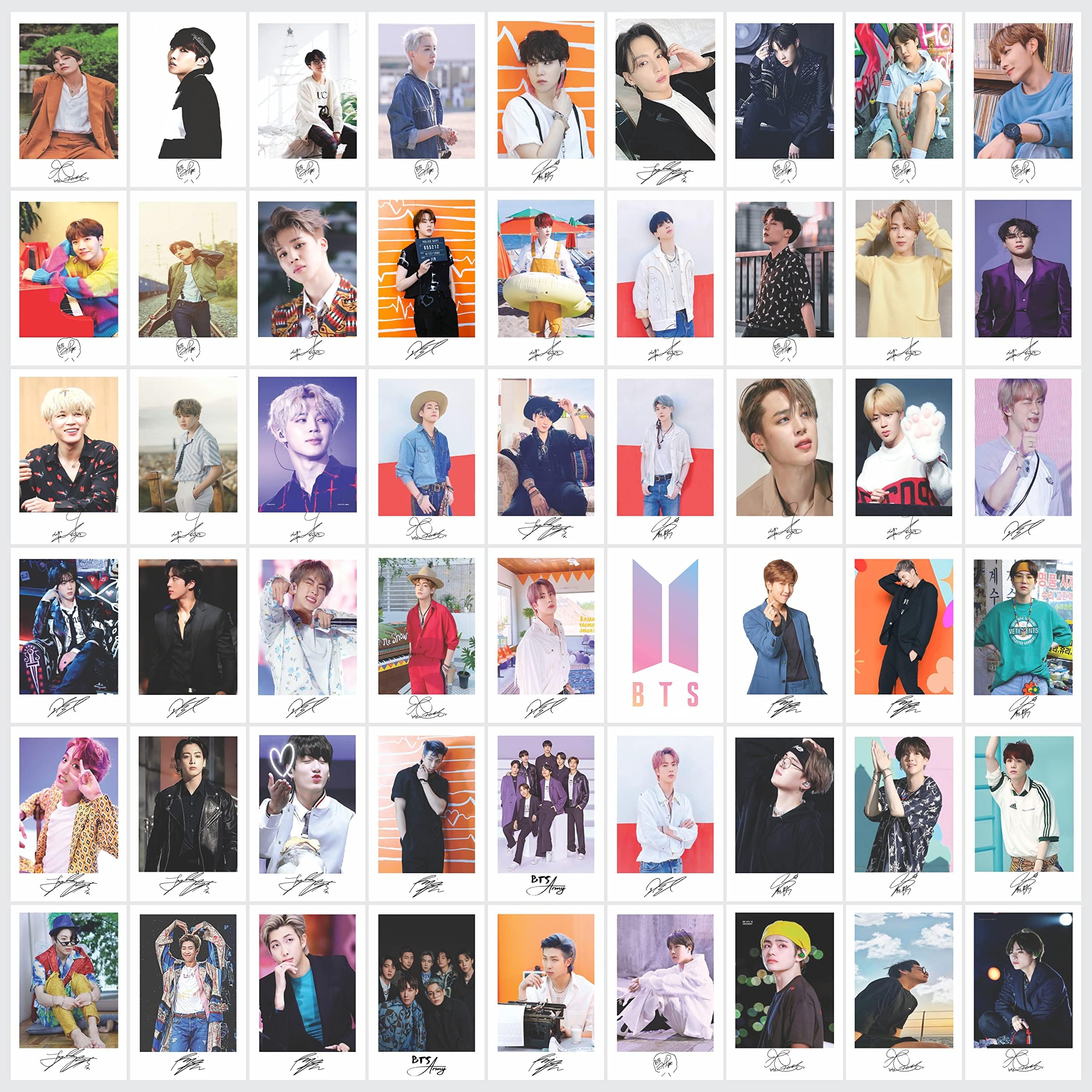 - (Set of 54) Exclusive BTS Autograph Photocards, Merch For Girls Army, Photo Cards For Room Decor, Journal Supplies, Scrapbooks