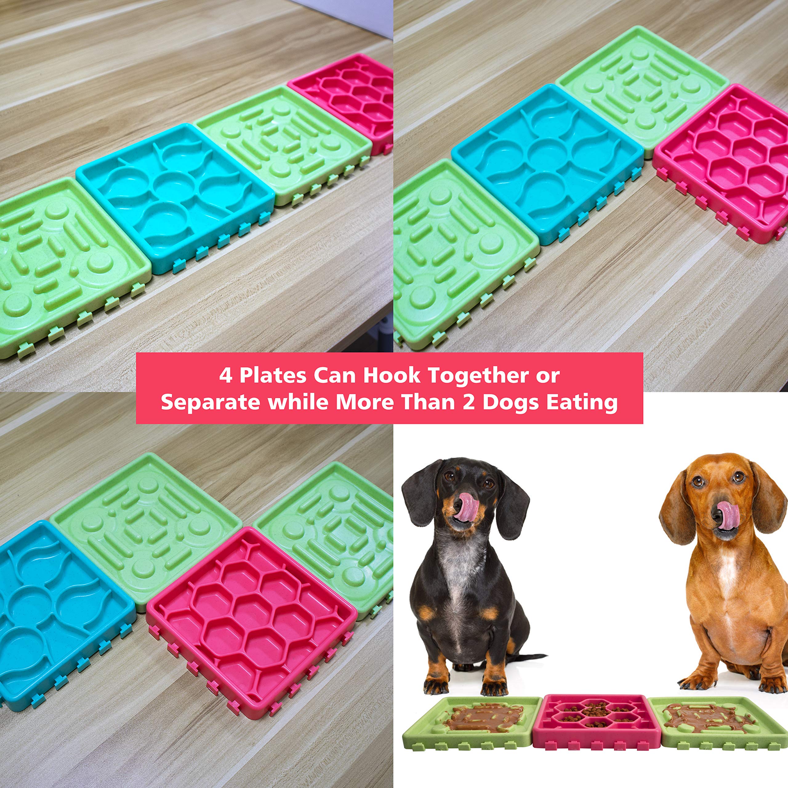 GAGILAND 4-in-1 Combined Dog Slow Feeder Lick Mat with Suctions Dog Bathing Grooming Distraction Slow Feed Tray Dog Snuffle Mat 4