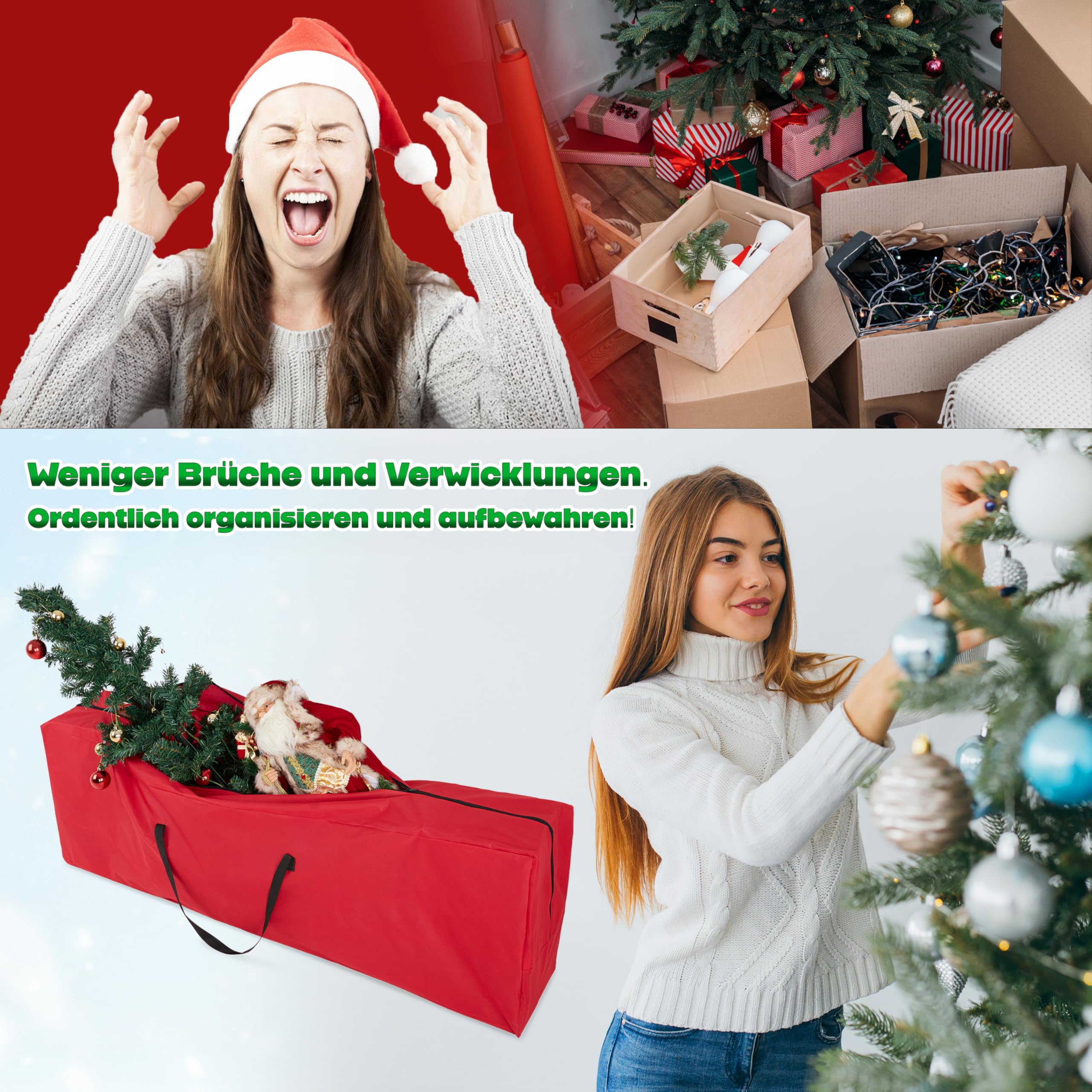 Weihnachtsbaum Aufbewahrungstasche, Xmas Baumtasche mit Reiverschluss &  Tragegriffen, Sicheren Lagerung Urlaubs- und Reiseaccessoire (Rot 160 cm) :  Amazon.de: Kche, Haushalt & Wohnen