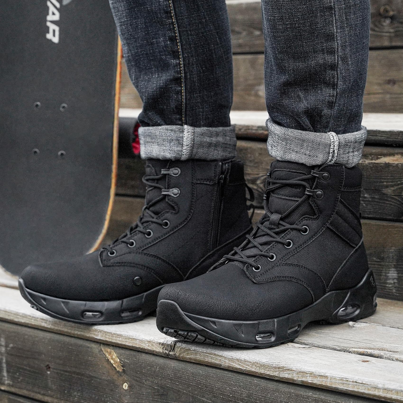 LARNMERN wasserdichte Stiefel Herren Kochschuhe rutschfeste Arbeitsschuhe Schuhe Herren Küche Wasserdicht Schuhe Motorradstiefel