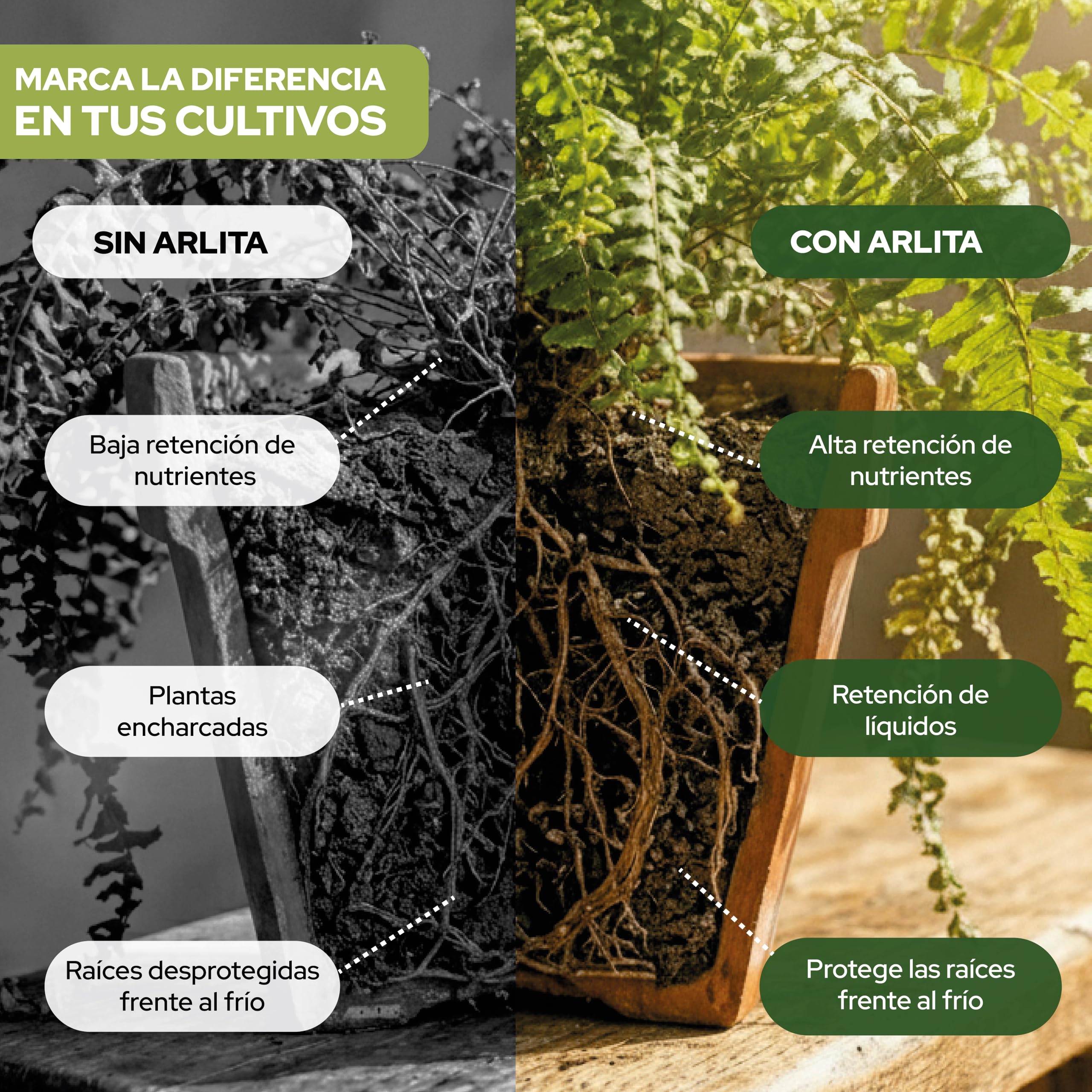 CONTROL GARDEN Arlita 20L | Bolas de Arcilla Expandida | Drenaje para Macetas, Cultivos y Plantas | Fabricado en España