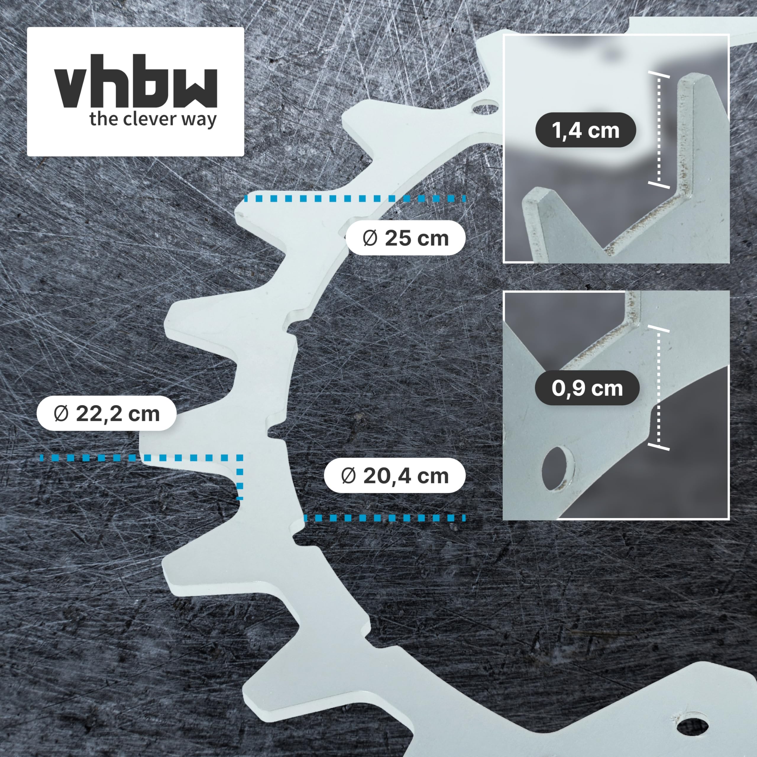 vhbw 4x Spikes kompatibel mit Husqvarna Automower 320, 435X, 420, 430X, 440 Mähroboter - Edelstahl, 24 Zähne