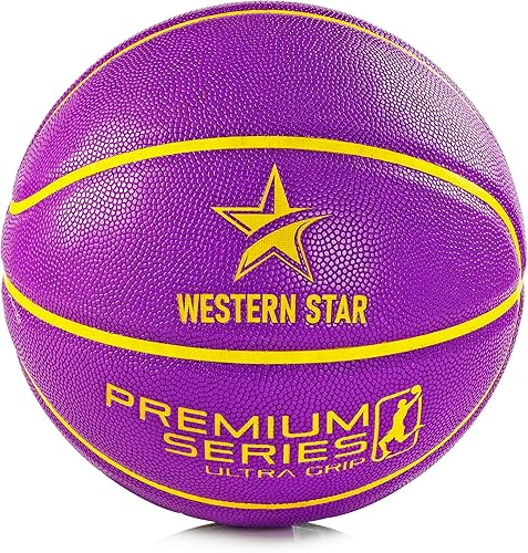 Western Star Baloncesto profesional, tamaño y peso oficiales, tamaño 7, 29.5 pulgadas, ultra agarre, pelota de juego para interiores y exteriores,