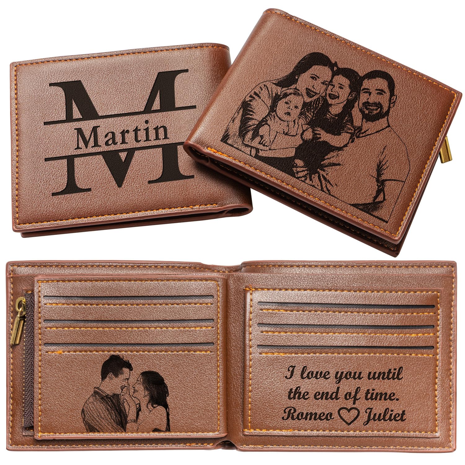 Personalized Wallet for Men Custom Wallets Engraved Wallet for Men Photo Wallets Mens Gifts - Dad Husband Boyfriend Son Gift