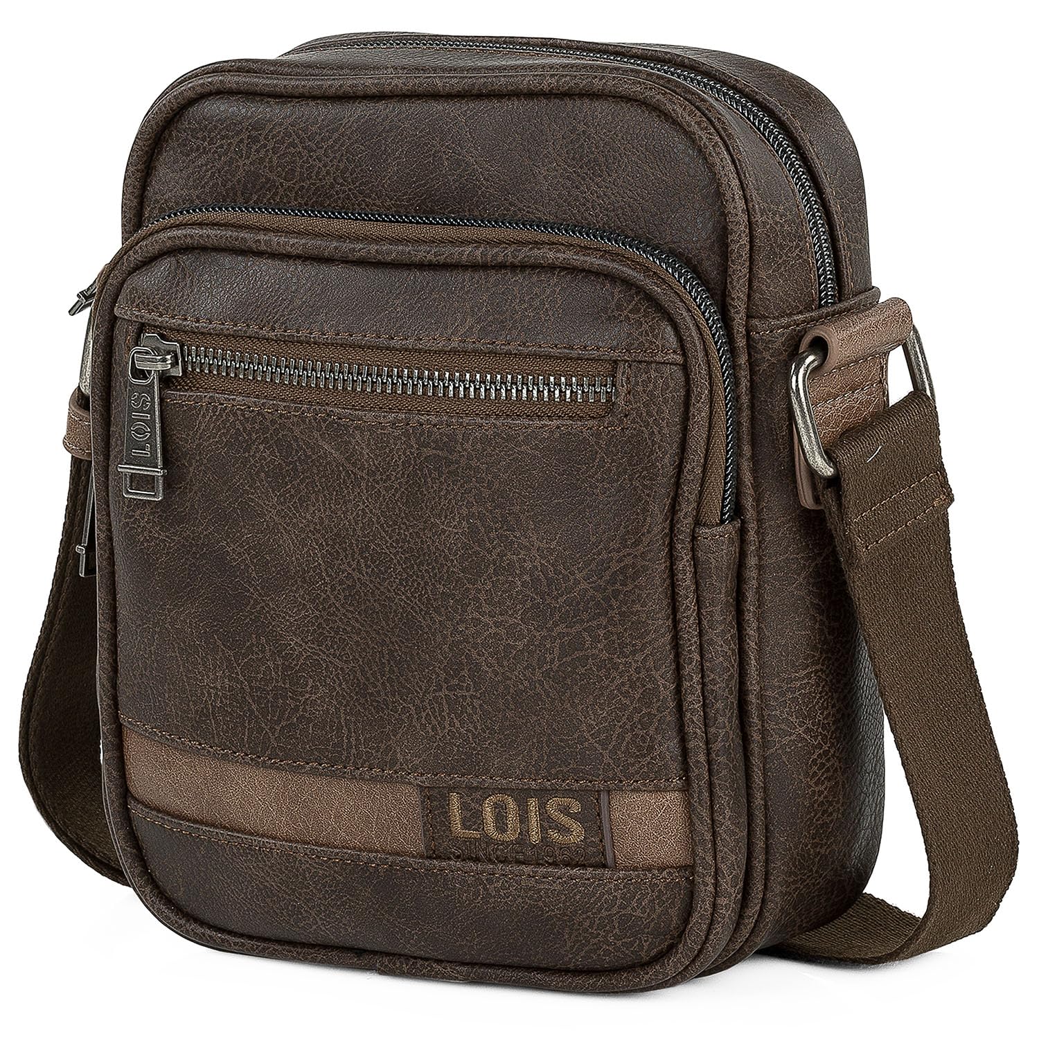 Lois - Bolso Hombre Piel Vegana Estilo Moderno, práctico y elegante Bandoleras Hombre Piel Sintética ideal para viajes y trabajo, urbana y funcional