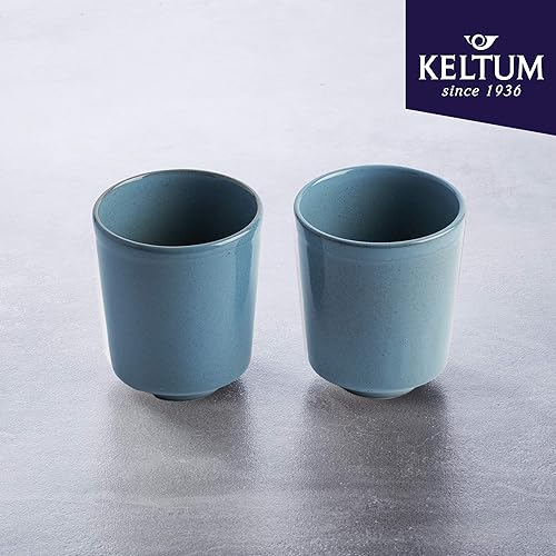 Miniatura 2 de Juego de 2 tazas de gres esmaltado azul ahumado de 8.5 oz