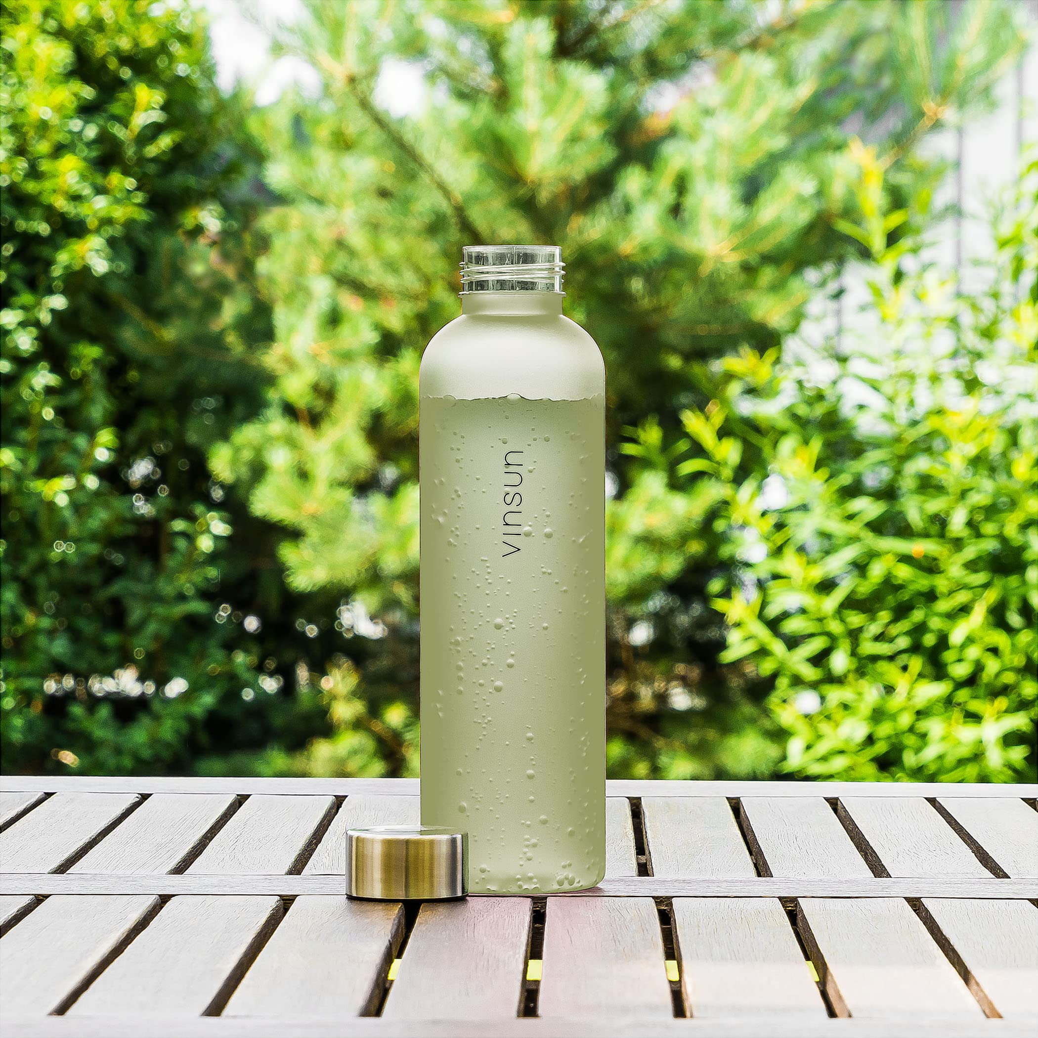 VINSUN Borraccia 650ml in Tritan - Riutilizzabile, Senza BPA, Bevande Gassate - Bottiglia Acqua Sostenibile per Palestra, Bici, Sport, Scuola, Università - Verde