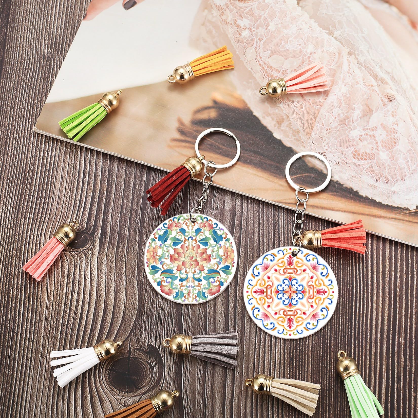 Ensemble De Porte-clés Ronds En Acrylique, 12 Pièces, Vierges, Transparents