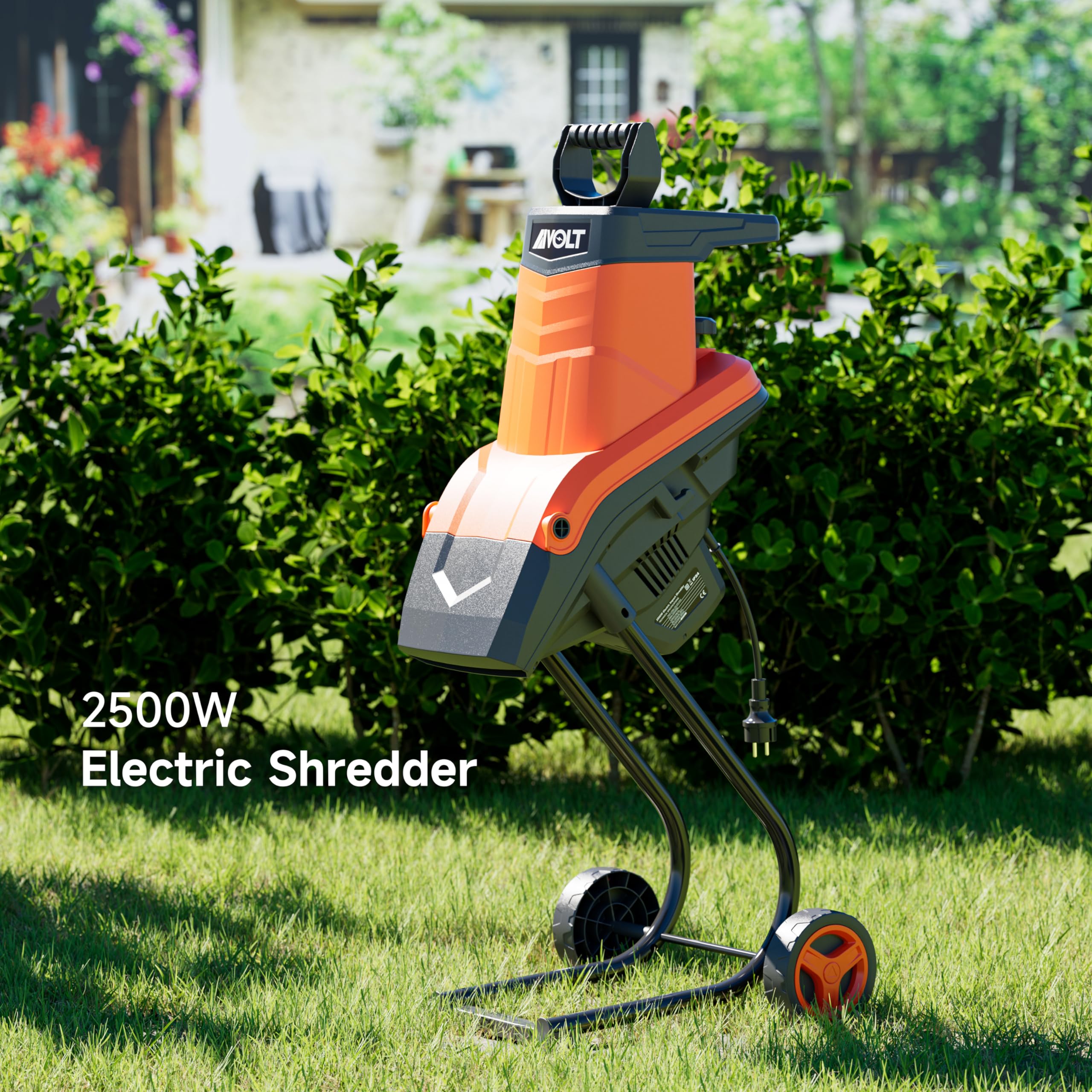 AIVOLT Trituradora Eléctrica de Ramas 2500W Biotrituradora Eléctrica con Bolsa de Recolección 50L para Diámetro de Corte de Ramas 45mm