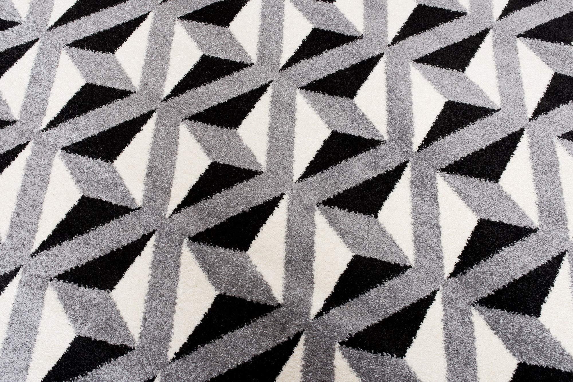 Tapiso MAROKO dywan do salonu, krótkie runo, nowoczesny, geometryczny, kwadratowy, w kratkę, czarno-szary, kremowy, do sypialni, kuchni, Ökotex 140 x 190 cm