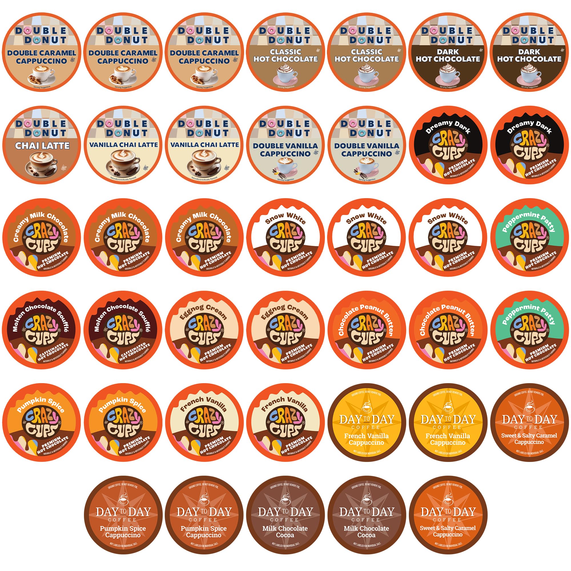 Crazy Cups Cappuccino & Hot Chocolate Variety Pack, Gift Set for Keurig K Cup Machines, 40 Count