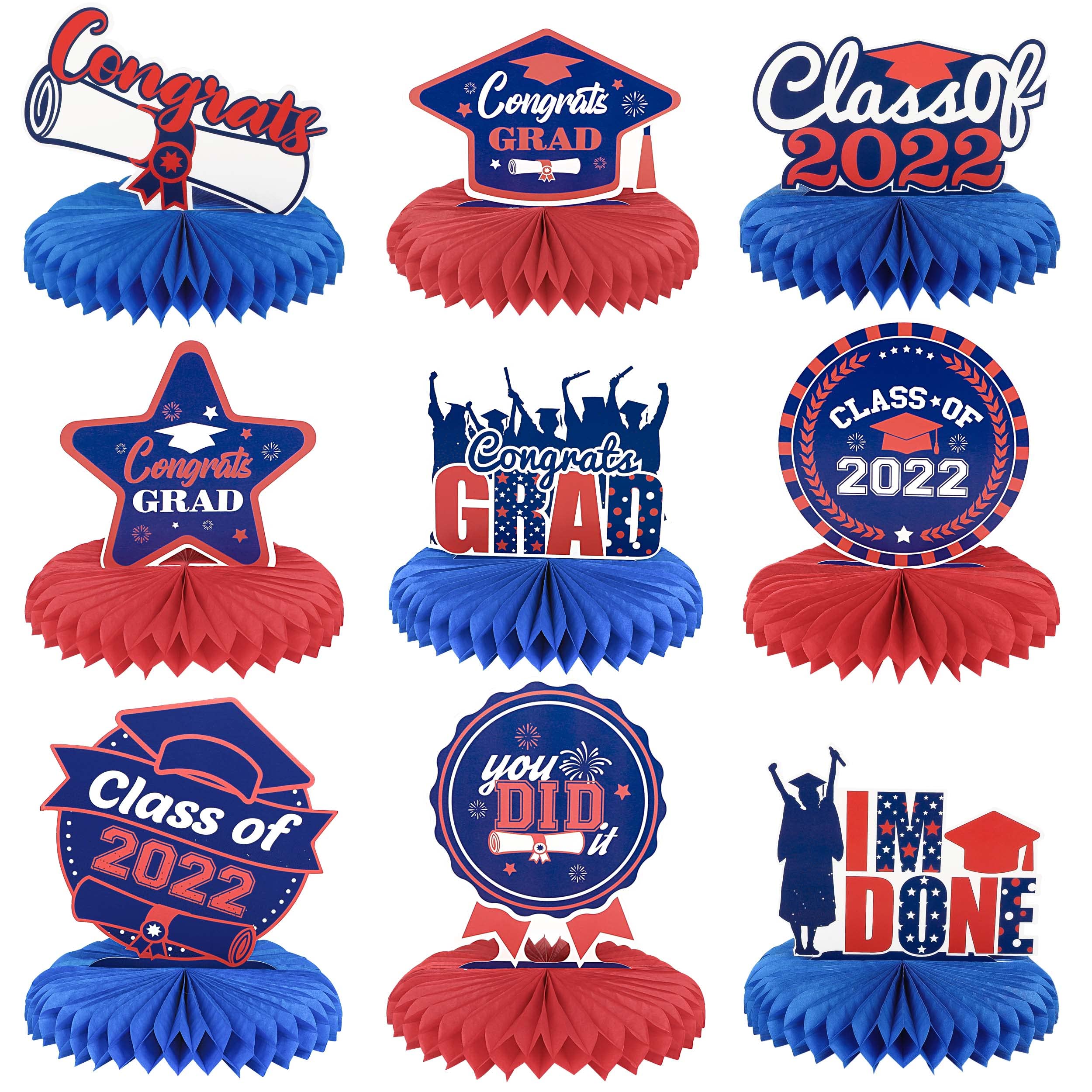 Buy Blue and Red Graduation Centerpieces for Tables 2022 9Pcs