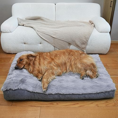 Miniatura 7 de Cama grande para perros con almohada suave de ángulo bajo. Tela de cama de lujo cómoda y suave. Con parte inferior antideslizante, cama lavable para