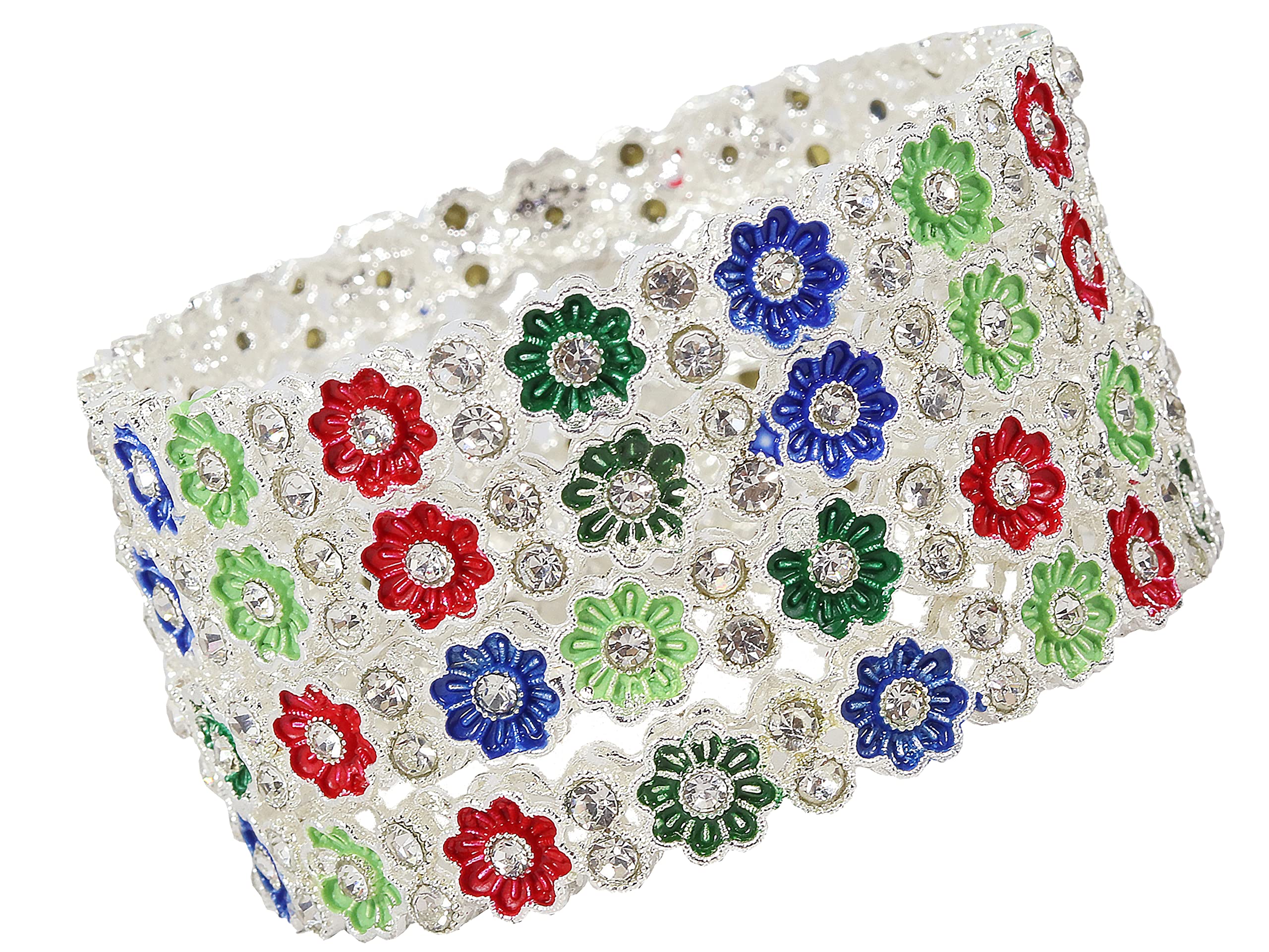 See full amazon price history chart for NMII Metal With Zircon Gemstone Studded Flower Design MeenaKari Kada Set For Women and Girls, (NAB78_330-Silver_Multi_2.6 Inches), Pack Of4 Kada Set NMII Metal With Zircon Gemstone Studded Flower Design MeenaKari Kada Set For Women and Girls, (NAB78_330-Silver_Multi_2.6 Inches), Pack Of4 Kada Set (B0C4HD65KH) Amazon Price History, Amazon Price Tracker
