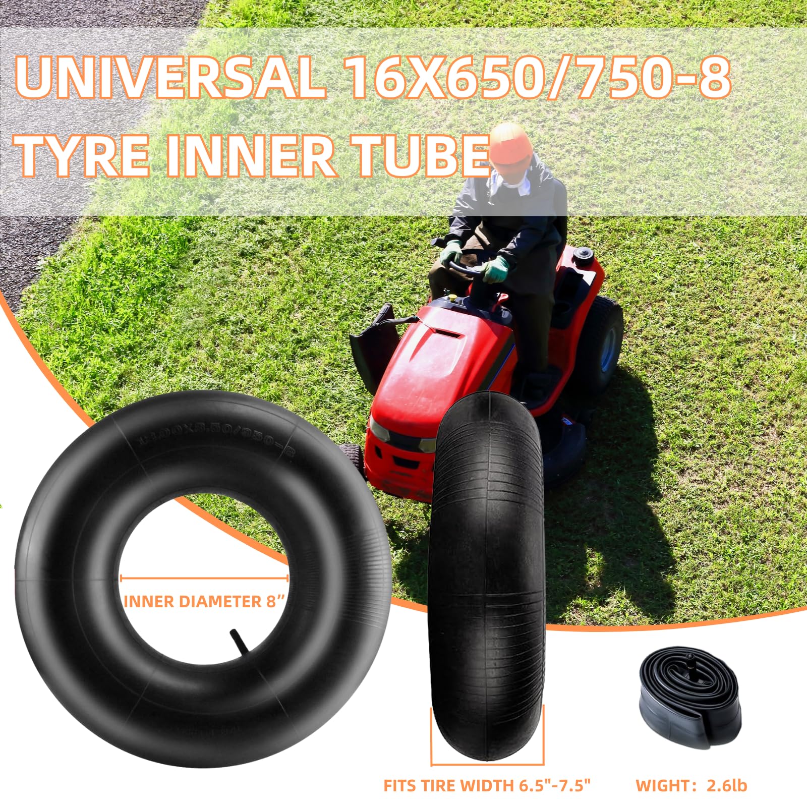 Paquete de 2 Cámaras de Aire 16x6.50-8 16x7.50-8 para Carritos de Golf